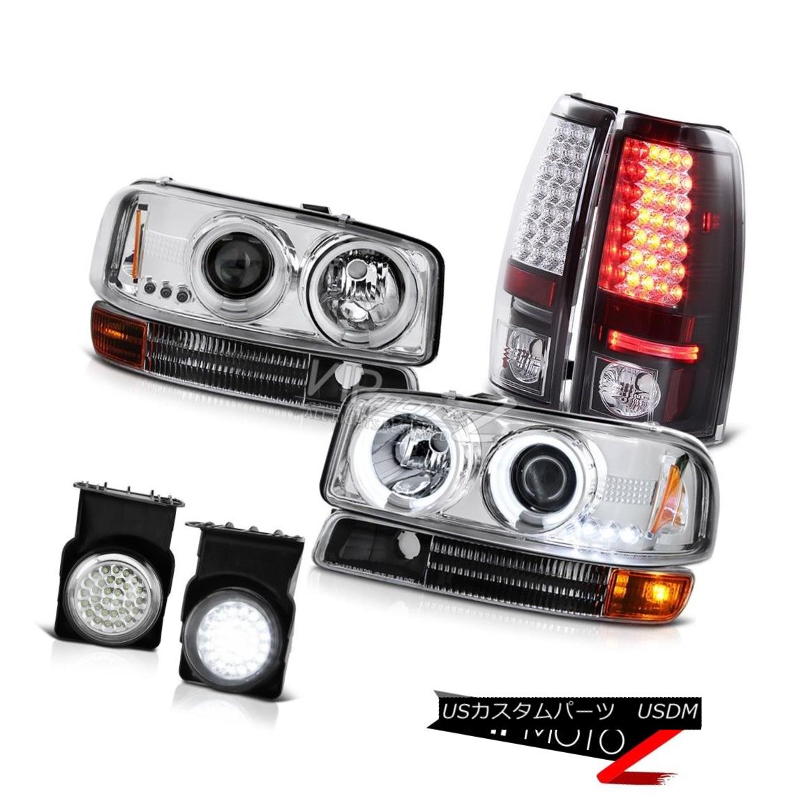 ヘッドライト Halo Clear Headlights Black Parking LED Tail Light Bumper Fog 04-06 GMC Sierra Halo ClearヘッドライトブラックパーキングLEDテールライトバンパーフォグ04-06 GMC Sierra 【並行輸入品】