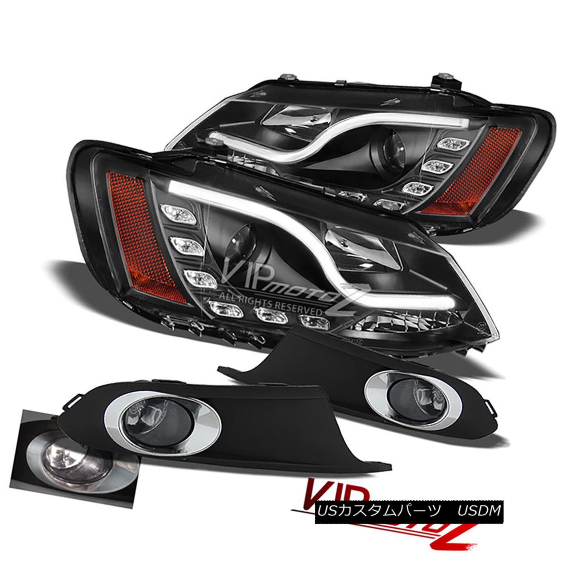 ヘッドライト {BLACK} Halo Projector L+R Headlight+Fog Light 2011-2014 VOLKSWAGEN VW JETTA MK6 {BLACK}ヘイロープロジェクターL + Rヘッドライト+フォグライト2011-2014フォルクスワーゲンVWジェッタMK6 【並行輸入品】