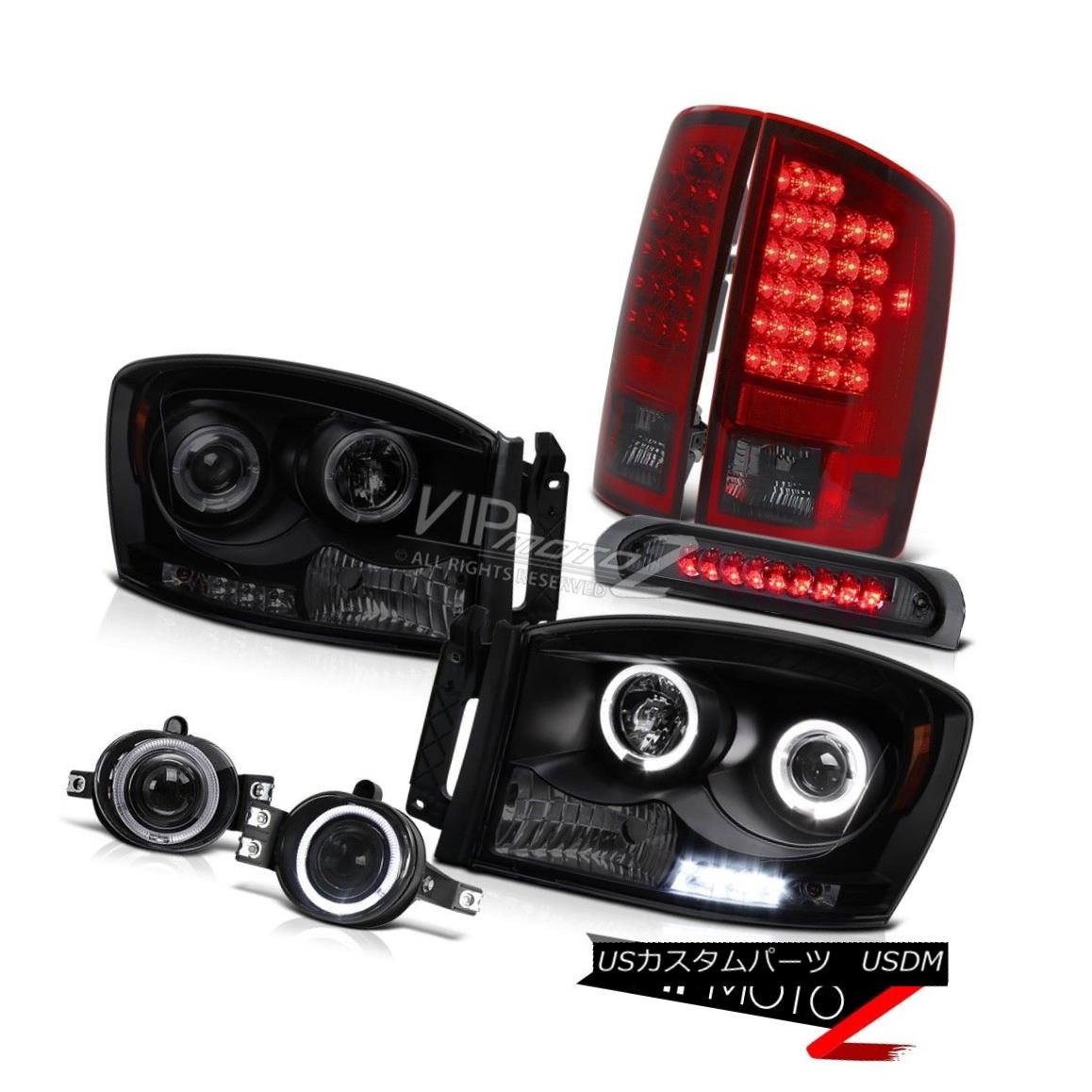 ヘッドライト 2006 Dodge Ram 4x4 Black Smoke Angel Eye Headlight LED Foglights High Mount Stop 2006ダッジラム4x4ブラックスモークエンジェルアイヘッドライトLEDフォグライトハイマウントストップ 【並行輸入品】