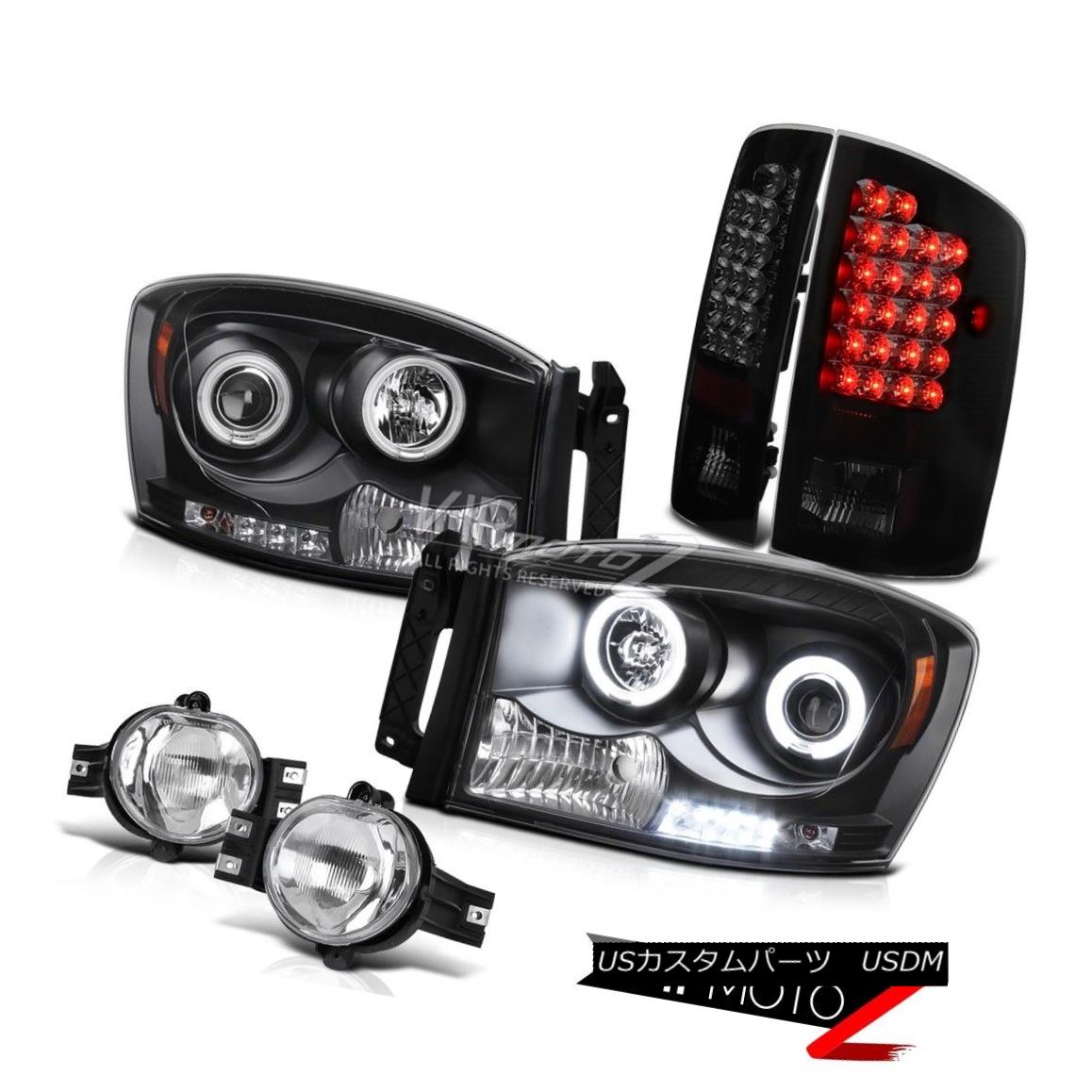 ヘッドライト 2007 2008 Dodge Ram CCFL Black Angel Eye Projector Headlights LED Tail Fog Lamps 2007年2008年ダッジラムCCFLブラックエンジェルアイプロジェクターヘッドライトLEDテールフォグランプ 【並行輸入品】