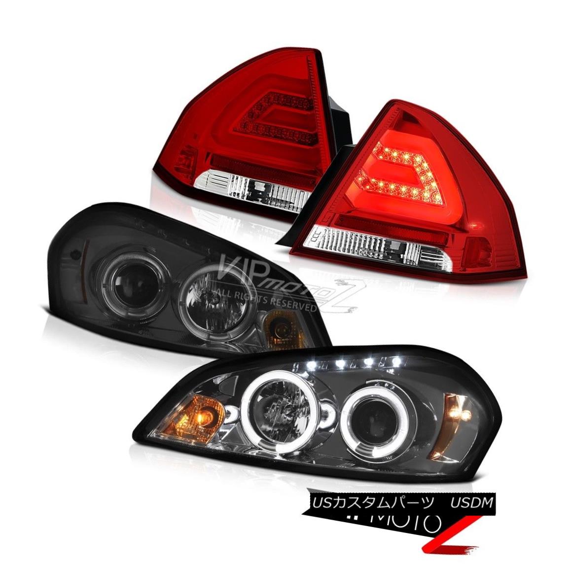 ヘッドライト 06-13 Chevy Impala Left Right Smoke Tinted Angel Eye Headlights LED Taillights 06-13シボレーインパラ左煙が染められたエンジェルアイヘッドライトLEDテールライト 【並行輸入品】