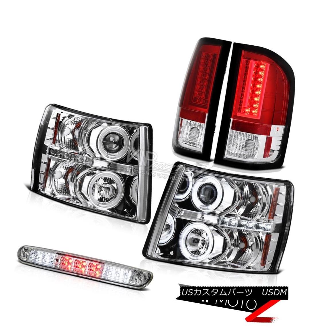 ヘッドライト 07-13 Silverado Z71 Red Clear Tail Brake Lamps 3RD Lamp Headlamps LED CCFL Rim 07-13 Silverado Z71レッドクリアテールブレーキランプ3RDランプヘッドランプLED CCFLリム 【並行輸入品】