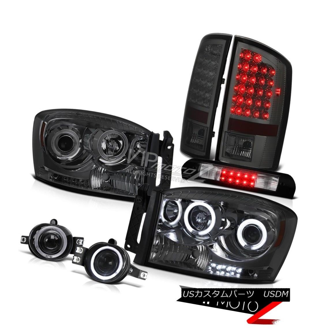 ヘッドライト 07 08 Ram V6 Smoke Headlamps Tail Light LED Projector Chrome Fog Black 3rd Brake 07 08 Ram V6スモークヘッドランプテールライトLEDプロジェクタークロムフォグブラック第3ブレーキ 【並行輸入品】