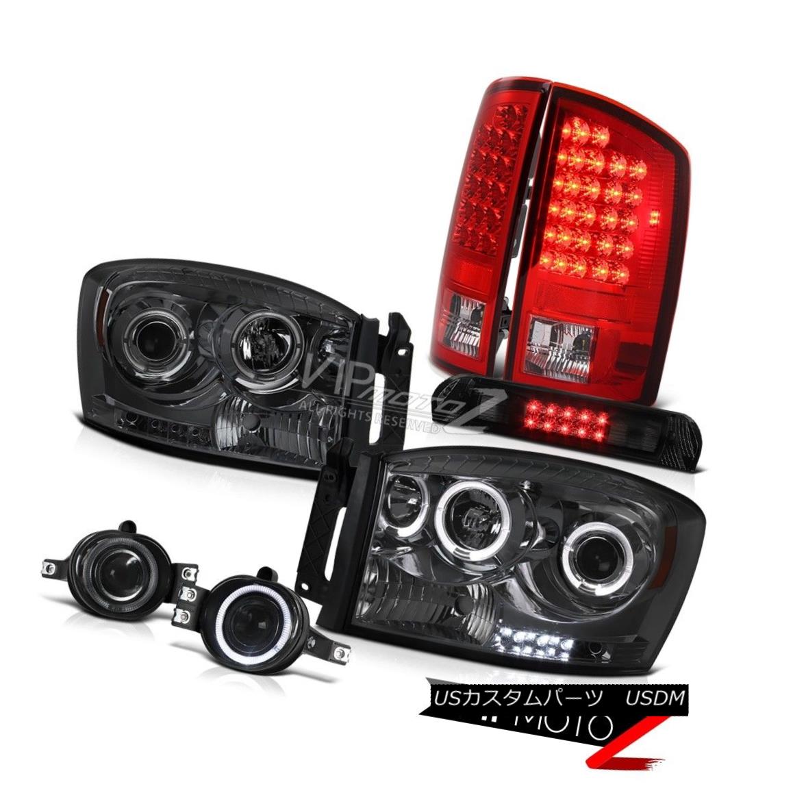 ヘッドライト Smoke Halo Headlight Red LED Tail Lights Projector Foglamps High Stop 06 Ram V6 スモークハローヘッドライトレッドLEDテールライトプロジェクターフォグランプハイストップ06 Ram V6 【並行輸入品】