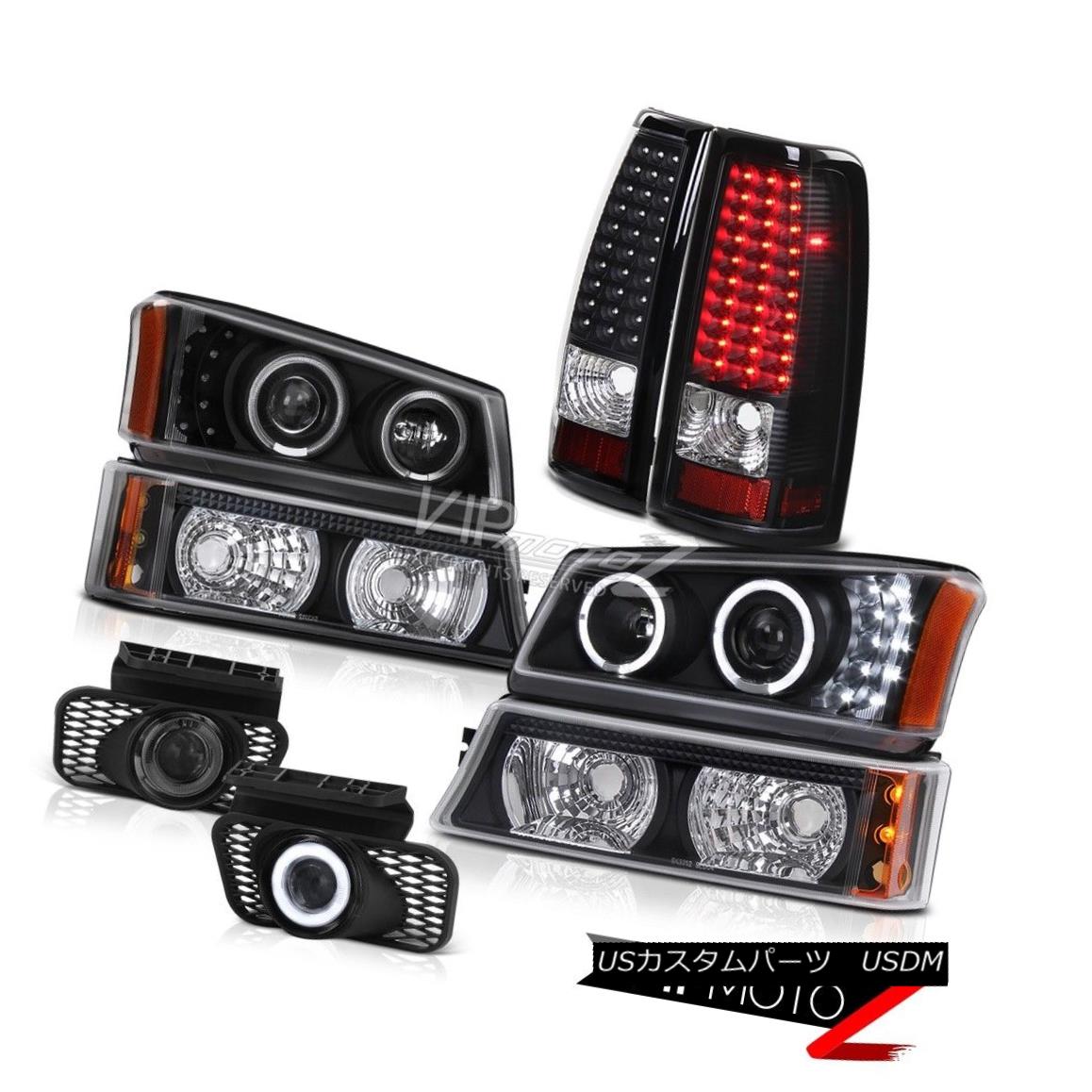 ヘッドライト Twin Halo LED Front Bumper Parking Black Tail Lights DRL Foglamp 03 04 Silverado ツインハローLEDフロントバンパーパーキングブラックテールライトDRL Foglamp 03 04シルバラード 【並行輸入品】