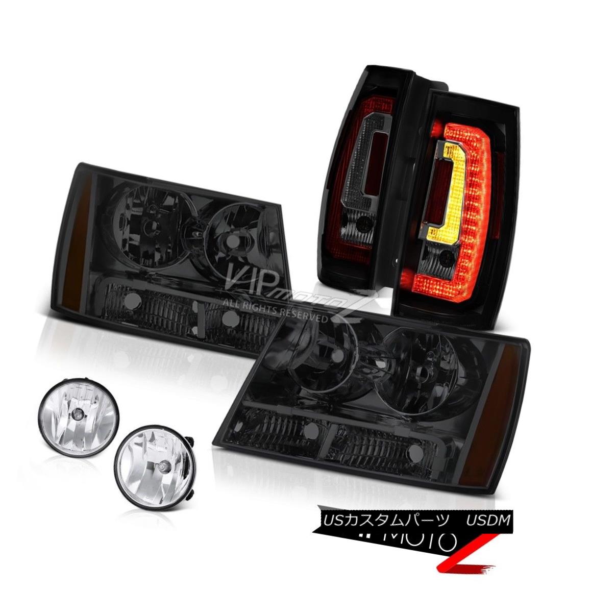 ヘッドライト 07-14 Chevy Tahoe Smokey Head Lights Dark Tinted Rear Sterling Chrome Driving 07-14シボレータホスモーキーヘッドライトダークティンテッドリアスターリングクロムドライビング 【並行輸入品】