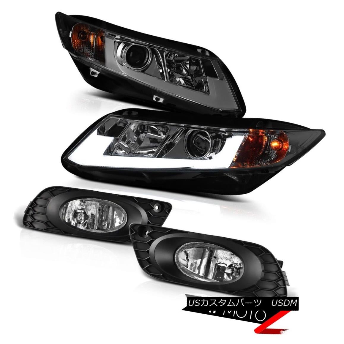 ヘッドライト Smoke Neon Tube Projector Headlights Glass Front Fog Lights Kit Bulbs Wiring Kit スモークネオンチューブプロジェクターヘッドライトガラスフロントフォグライトキット電球配線キット 【並行輸入品】