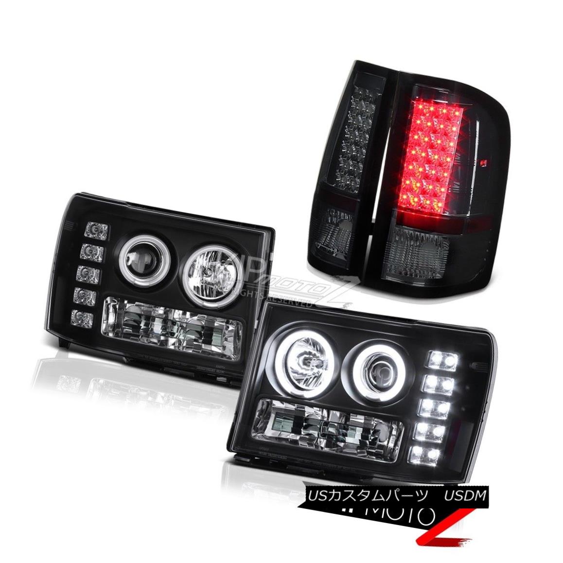 ヘッドライト 2008-14 GMC Sierra 6.6L SLT Black CCFL Halo Ring Headlights Smoke Tail Light LED 2008年?14年GMC Sierra 6.6L SLTブラックCCFLハローリングヘッドライトスモークテールライトLED 【並行輸入品】