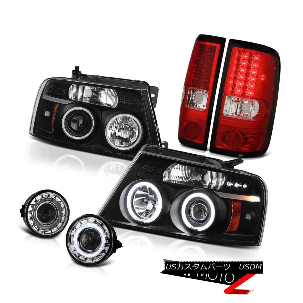 ヘッドライト 2006 2007 2008 F150 Black CCFL PKG Angel Eye Headlights LED TaiL Lights Fog Lamp 2006 2007 2008 F150ブラックCCFL PKGエンジェルアイヘッドライトLEDタイライトライトフォグランプ 【並行輸入品】