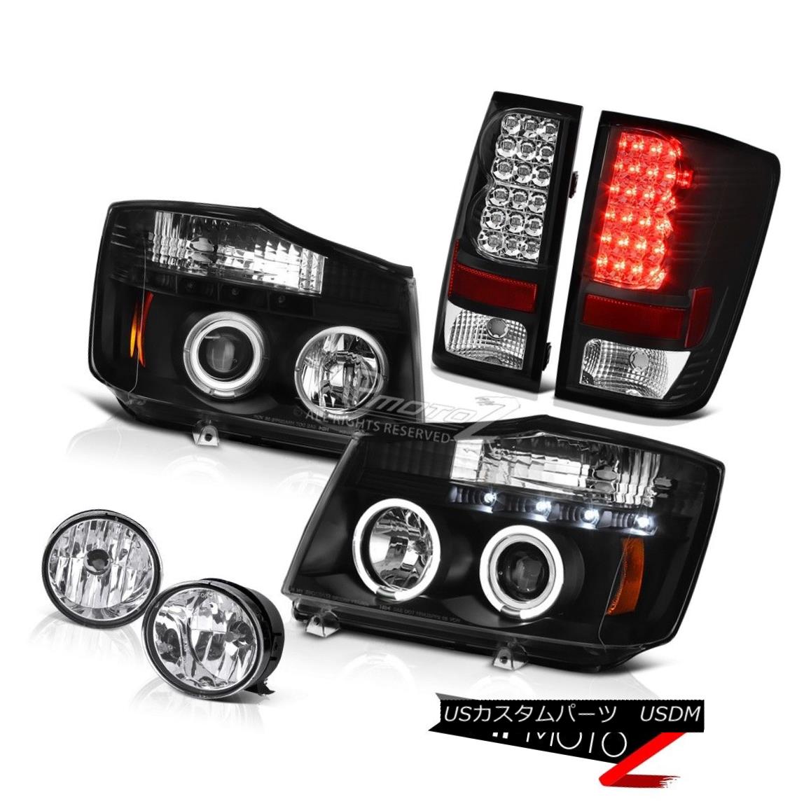 ヘッドライト For 2004-2015 09 10 11 Titan S Halo Headlights LED Black Tail Lights Fog Lamps 2004年?2015年09 10 11 Titan S HaloヘッドライトLEDブラックテールライトフォグランプ 【並行輸入品】
