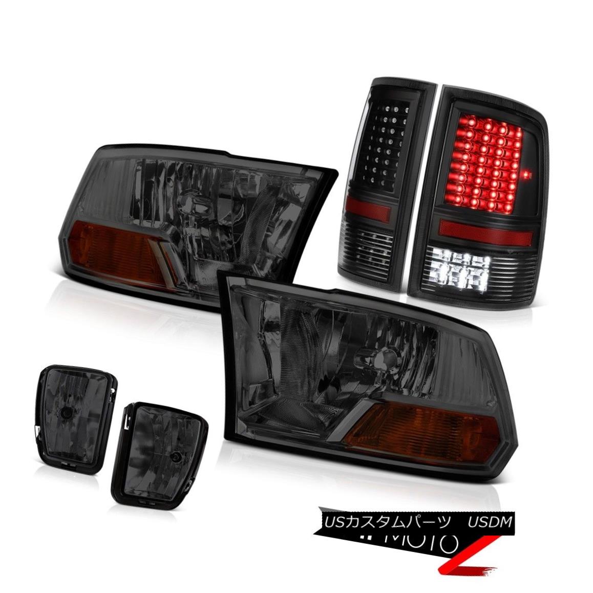ヘッドライト 13-18 Ram 1500 RT Dark Smoke Fog Lights Black Tail Brake Headlights CrySTal Lens 13-18ラム1500 RTダークスモークフォグライトブラックテールブレーキヘッドライトCrySTal Lens 【並行輸入品】
