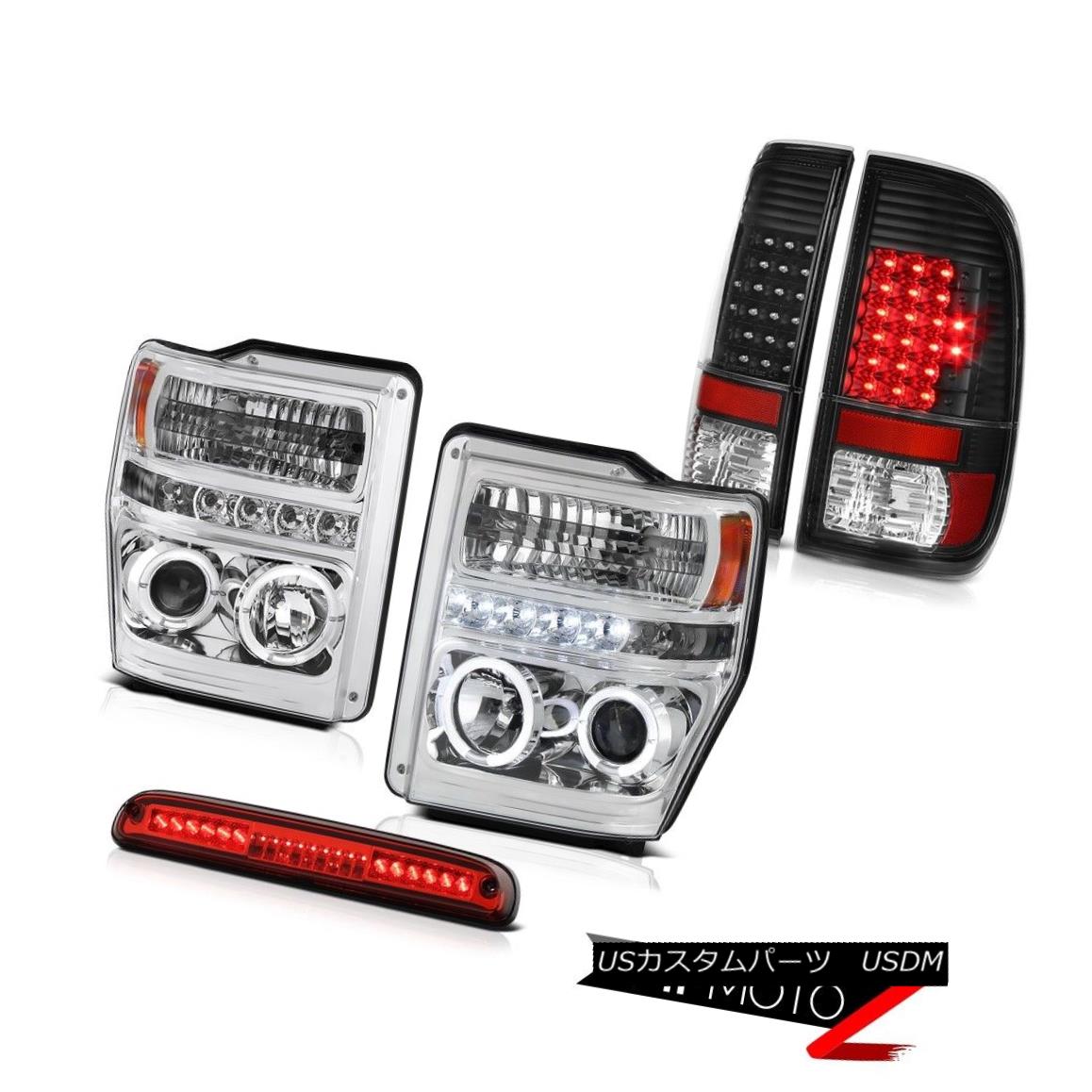 ヘッドライト 08 09 10 F250 6.8L Crystal Halo LED Headlights Black Taillamps Third Brake Cargo 08 09 10 F250 6.8LクリスタルハローLEDヘッドランプブラックタイランプ第3ブレーキカーゴ 【並行輸入品】