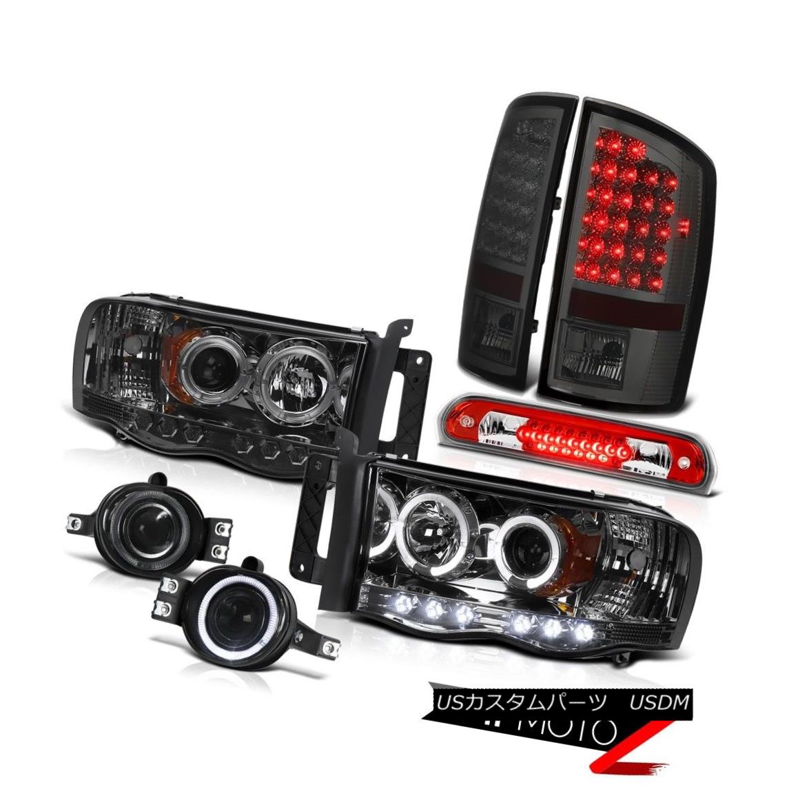 ヘッドライト 02-05 Dodge Ram Dark Halo Headlights Smoke LED Tail Light Foglight High Stop Red 02-05ダッジラムダークハローヘッドライトスモークLEDテールライトフォグライトハイストップレッド 【並行輸入品】