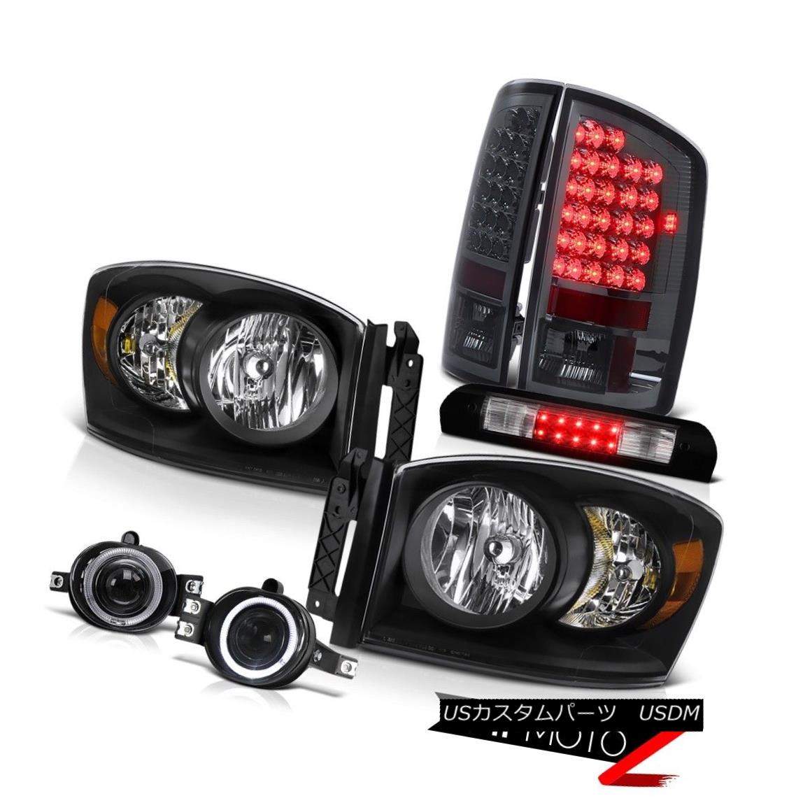 売れ筋新商品 ライト ランプ Stop Fog ペアブラックヘッドライトスモークledテールライトhalo Ram Dodge 06 Stop Fog Halo Lights Tail Led Smoke Headlights Black Pair ヘッドライト 06 Ram Dodge