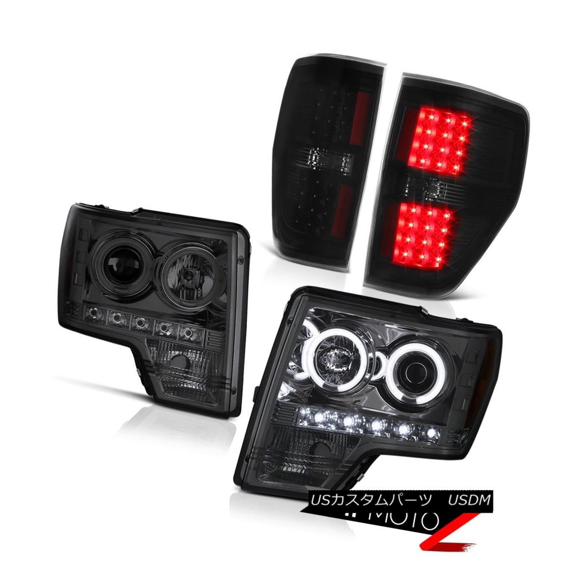 ヘッドライト 2009-2014 F150 4.6L SMOKED Angel Eye DRL SMD Headlight Smoke LED Brake Tail Lamp 2009-2014 F150 4.6L SMOKEDエンジェルアイDRL SMDヘッドライトスモークLEDブレーキテールランプ 【並行輸入品】