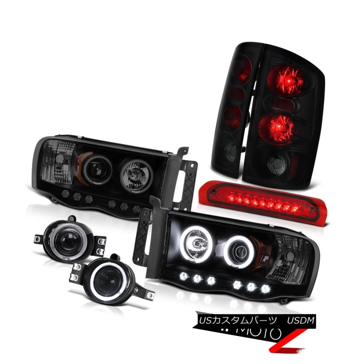 ヘッドライト 02-05 Ram 5.9L SLT Dark CCFL Rim Headlight Tail Lights Fog 3rd Brake Tinted LED 02-05ラム5.9L SLTダークCCFLリムヘッドライトテールライトフォグ第3ブレーキタイトLED 【並行輸入品】