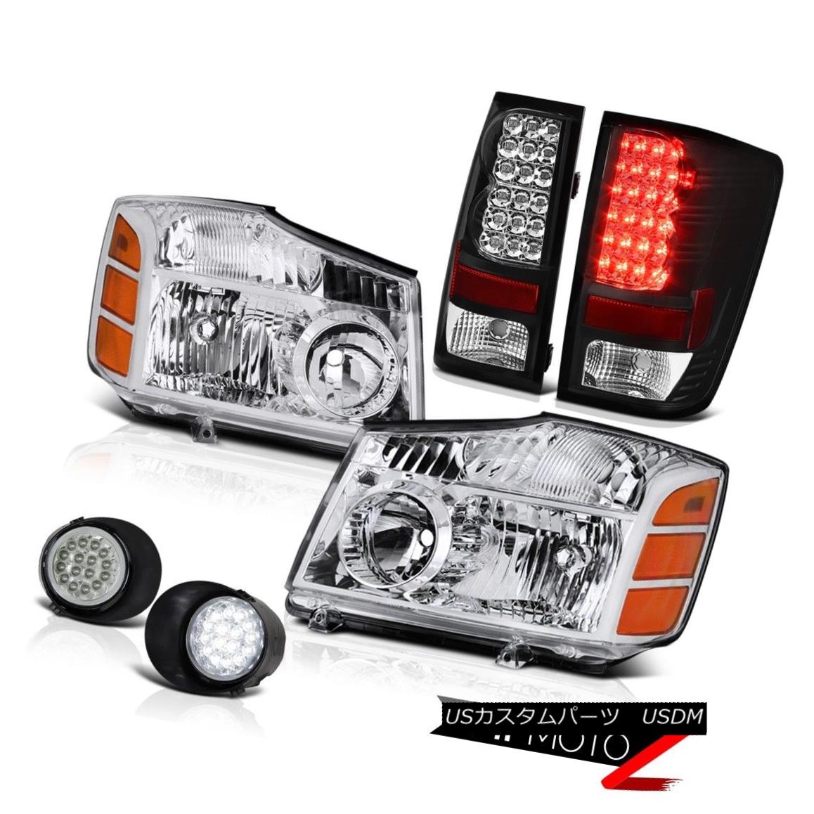 ヘッドライト For 2004-2015 09 10 Titan 4X4 Clear Headlamp Bright LED Tail Lights Surface Fog 2004?2015年09 10タイタン4X4クリアヘッドランプ明るいLEDテールライト表面フォグ 【並行輸入品】
