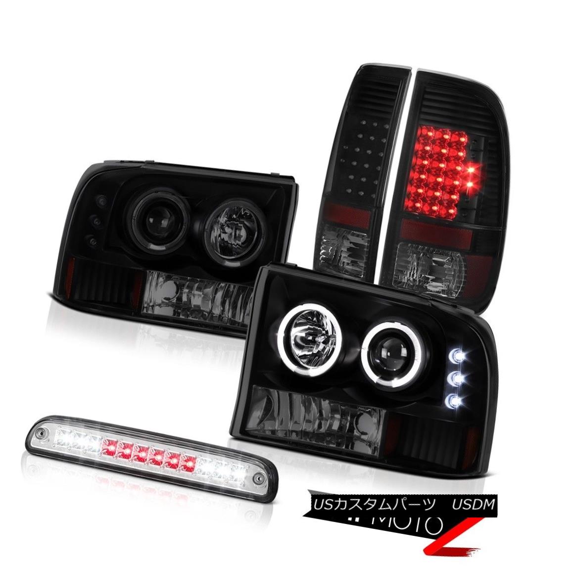 ヘッドライト 99 00 01 02 03 04 F350 XLT Black Smoke Halo Headlights LED TailLights 3rd Cargo 99 00 01 02 03 04 F350 XLTブラックスモークハローヘッドライトTailLights 3rd Cargo 【並行輸入品】