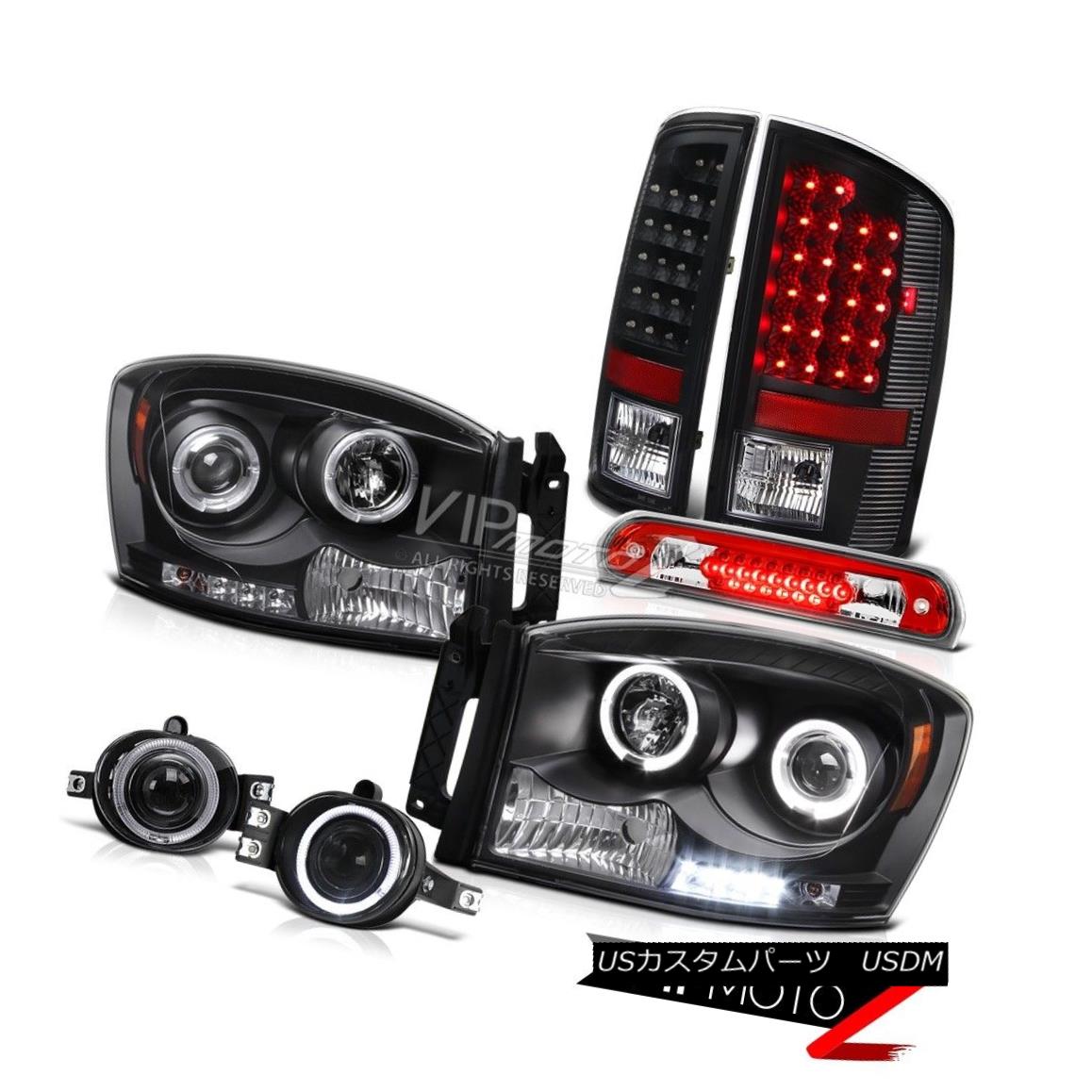 ヘッドライト 2007-2008 Dodge Ram 3500 Halo Headlights Black LED Taillights Fog Roof Brake Red 2007-2008 Dodge Ram 3500 HaloヘッドライトブラックLED曇り屋根用ブレーキ赤色 【並行輸入品】