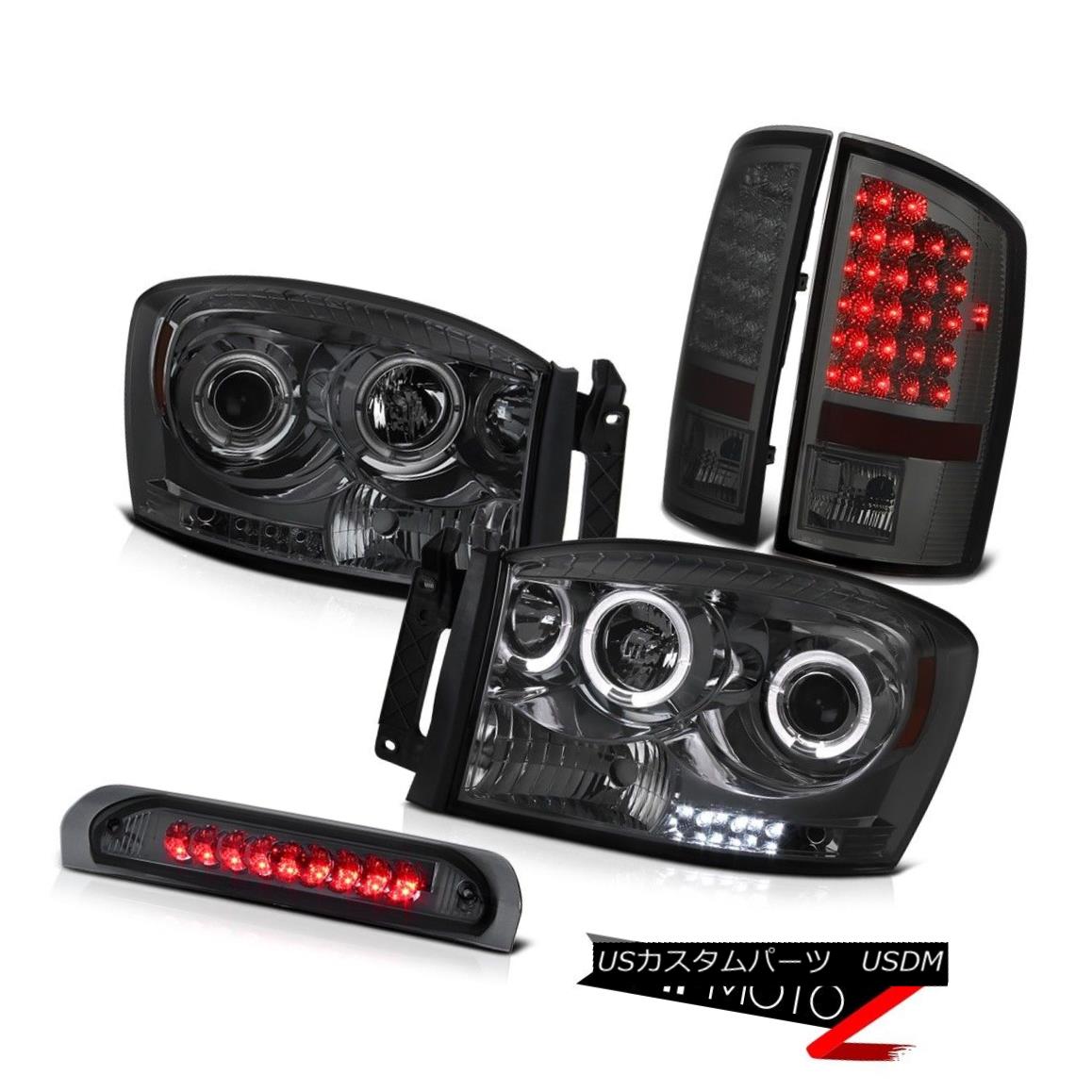 ヘッドライト Smoke Halo Projector Headlight+LED 3rd Brake+Tail Light Assembly 07-08 Dodge RAM スモークハロープロジェクターヘッドライト+ LED第3ブレーキ+テールライトアセンブリ07-08ダッジRAM 【並行輸入品】