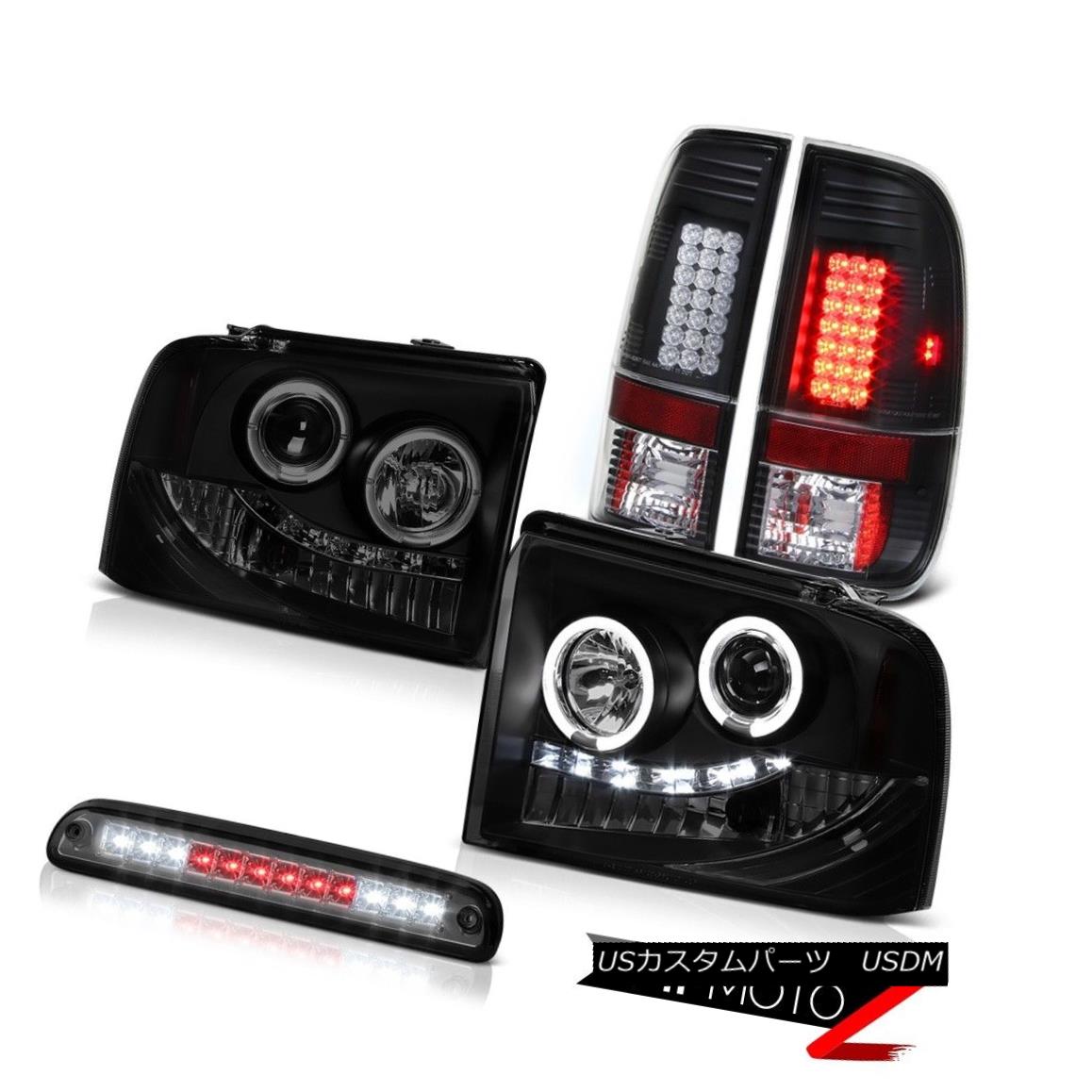 ヘッドライト Sinister Black LED Halo Headlight Tail Lamp High Brake Cargo 2005-2007 F250 5.4L 不快な黒LEDハローヘッドライトテールランプハイブレーキ貨物2005-2007 F250 5.4L 【並行輸入品】