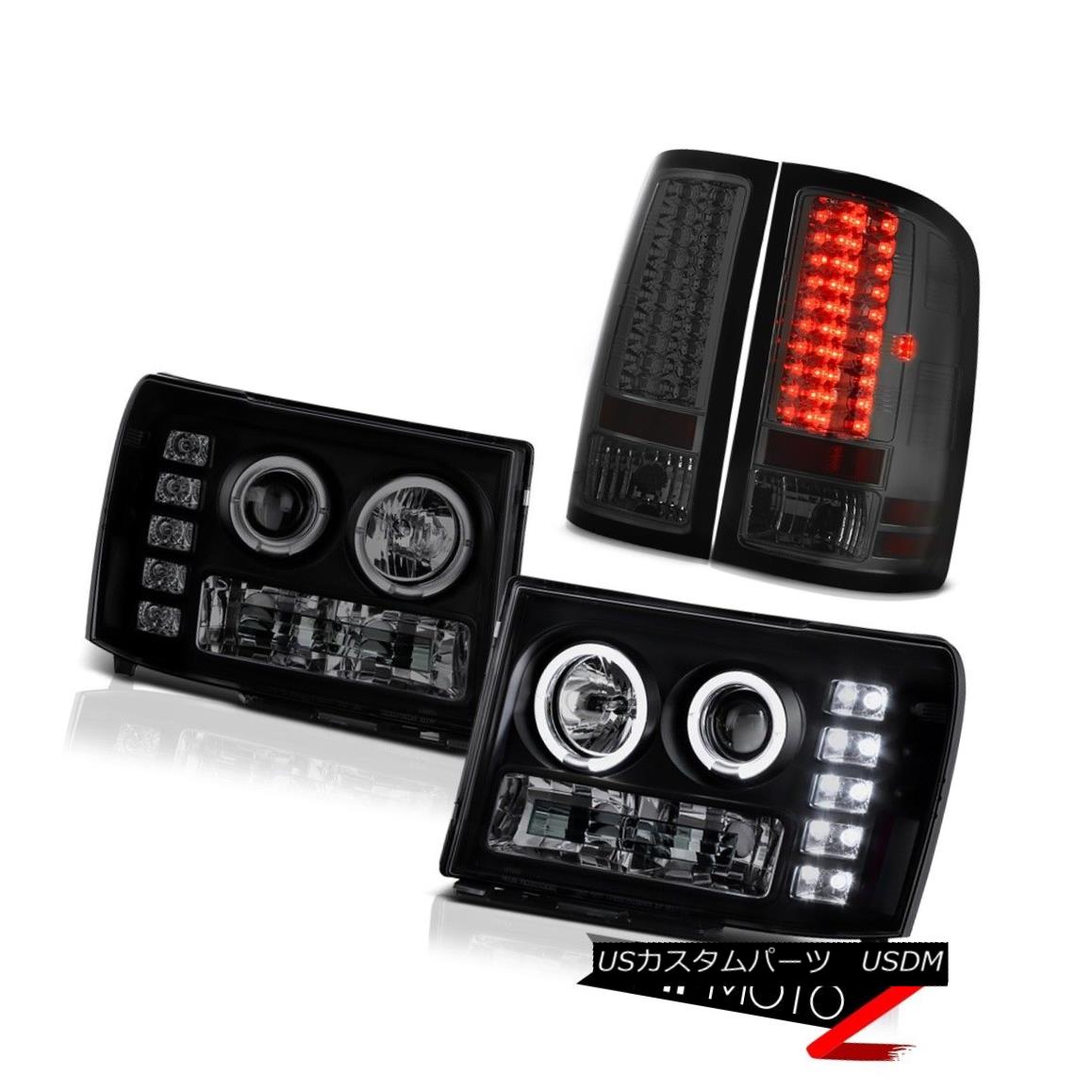 ヘッドライト 07-13 GMC Sierra 6.6L SLE Headlights Dual Halo LED Smoke Rear Brake Tail Lights 07-13 GMC Sierra 6.6L SLEヘッドライトデュアルハローLEDスモークリアブレーキテールライト 【並行輸入品】
