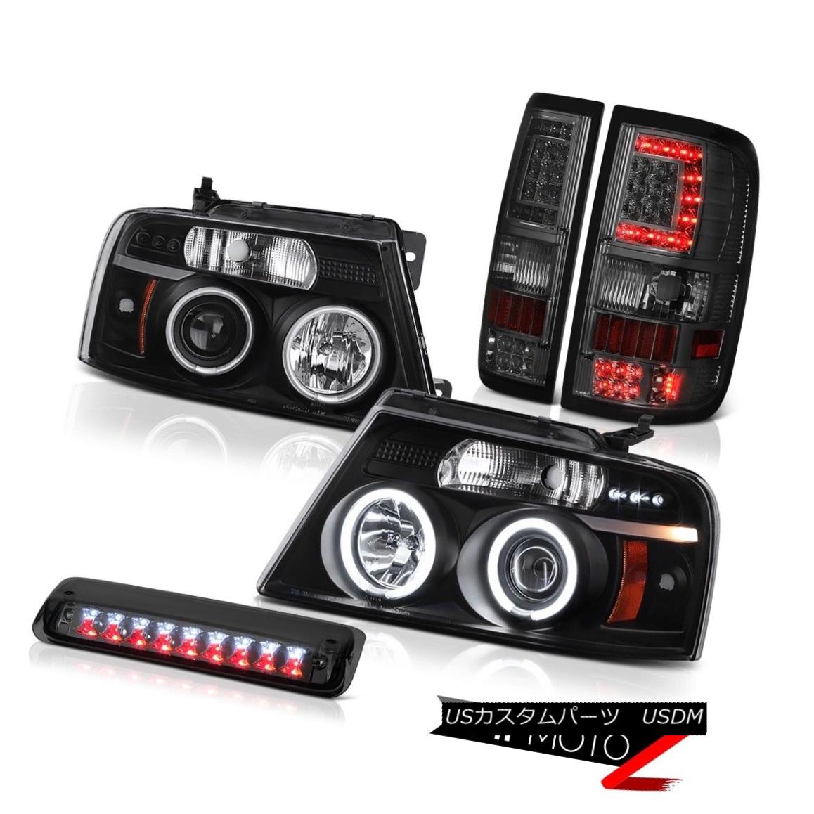 ヘッドライト 04-08 Ford F150 Smoked Tail Lamps Third Brake Matte Black Projector Head Pair 04-08 Ford F150スモークテールランプ第3ブレーキマットブラックプロジェクターヘッドペア 【並行輸入品】