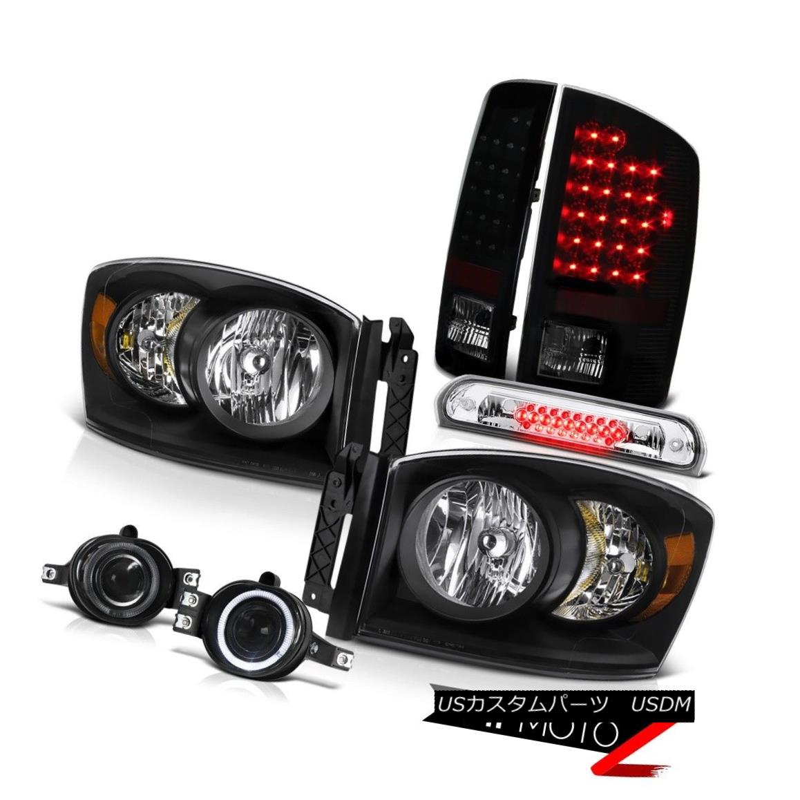 ヘッドライト 2007-2008 Ram V8 Black Headlamps Smoke LED Tail Lights Projector Fog 3rd Brake 2007-2008 Ram V8ブラックヘッドランプスモークLEDテールライトプロジェクターフォグ3rdブレーキ 【並行輸入品】