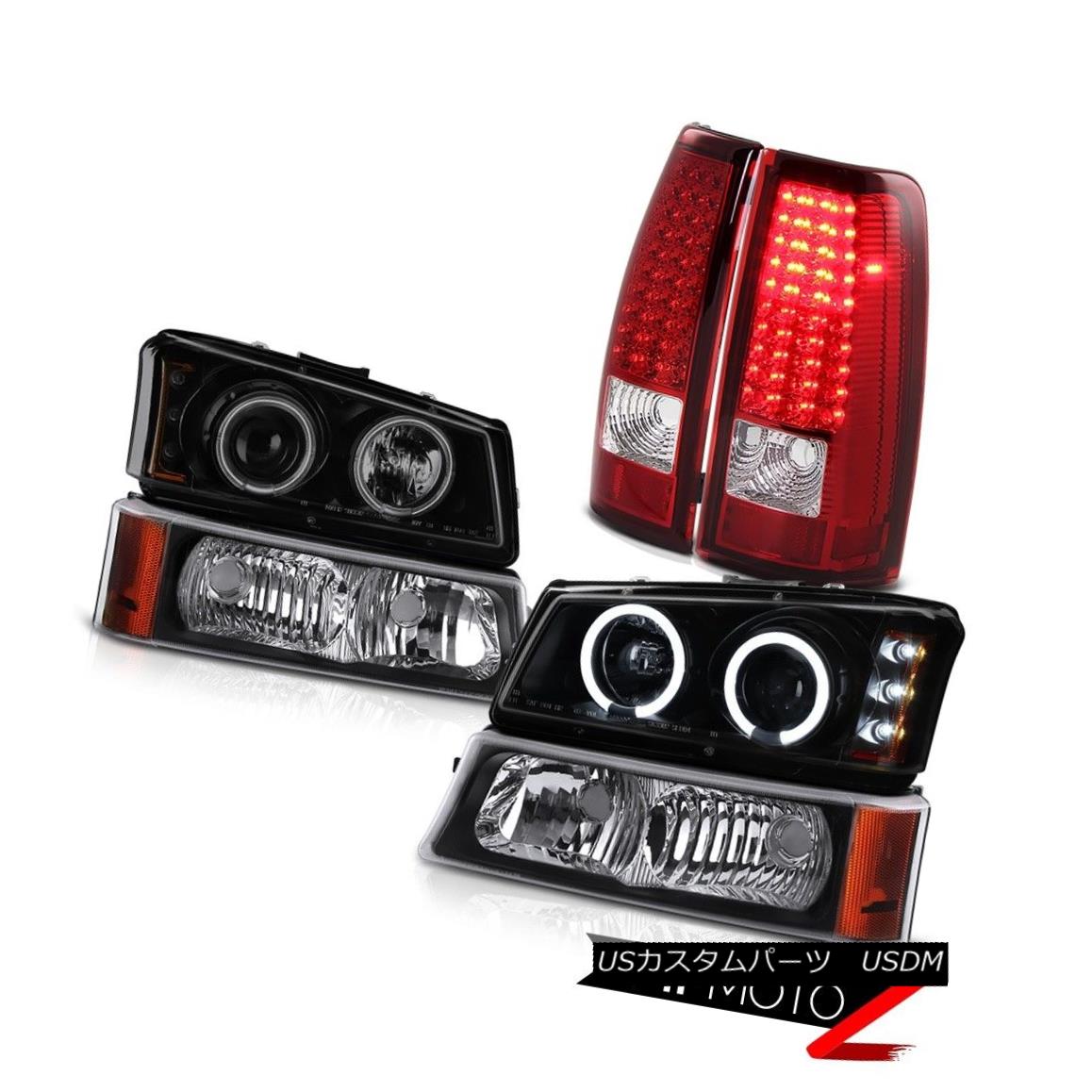 ヘッドライト CCFL Angel Eye Head Lights DRL Satin Black LED Tail Lights 03 04 05 06 Silverado CCFLエンジェルアイヘッドライトDRLサテンブラックLEDテールライト03 04 05 06シルバラード 【並行輸入品】