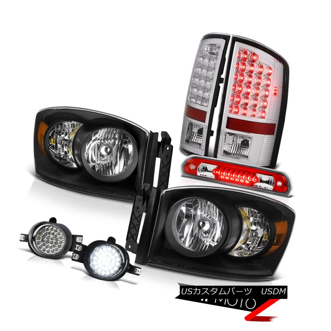 ヘッドライト 2007-2008 Dodge Ram 1500 Black Headlights SMD Tail Lights Trim LED Foglights Red 2007-2008ダッジラム1500ブラックヘッドライトとテールライトトリムLEDフォグライトレッド 【並行輸入品】