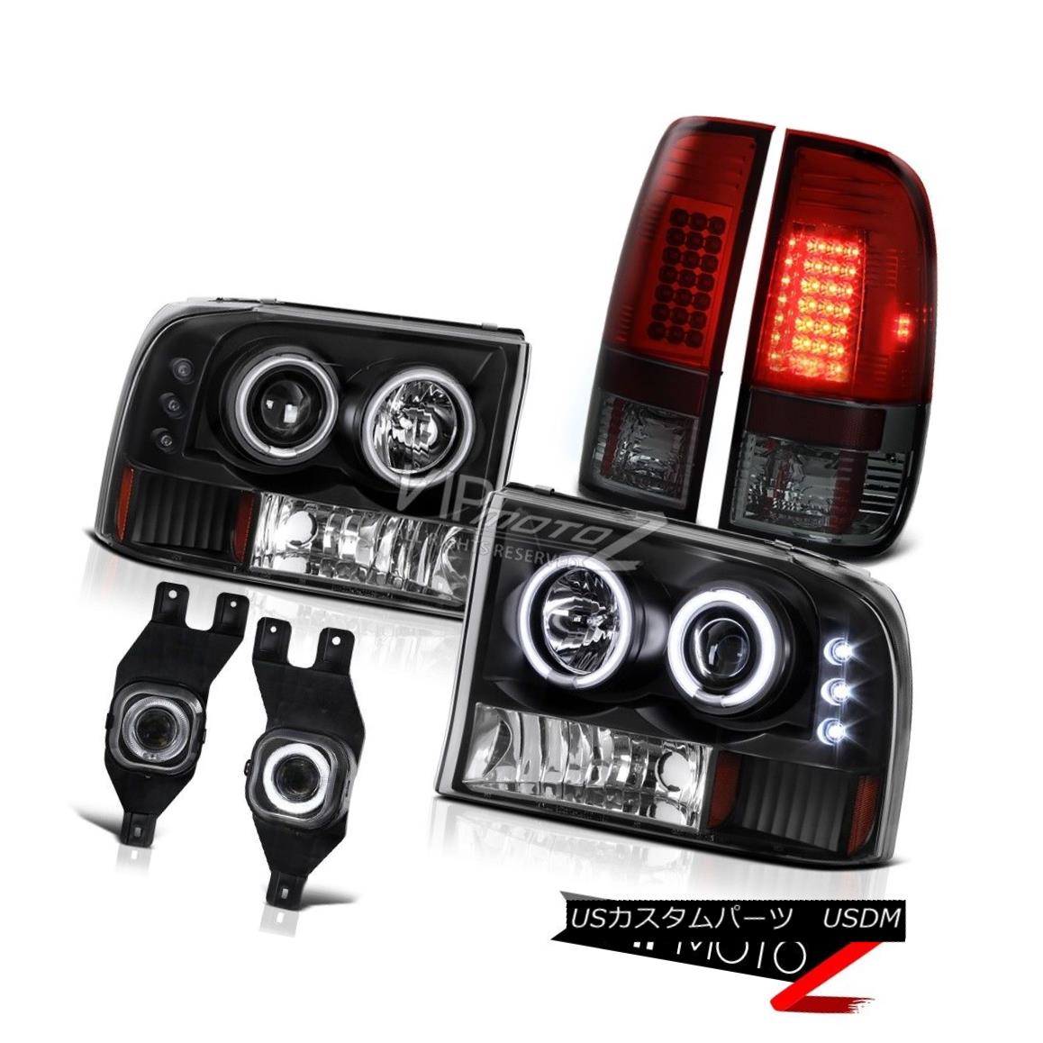ヘッドライト 99-04 F250 SD {CCFL} HaLo L+R Black Projector Headlights+LED Tail Light+Fog Lamp 99-04 F250 SD {CCFL} HaLo L + R黒プロジェクターヘッドライト+ LEDテールライト+フォグランプ 【並行輸入品】