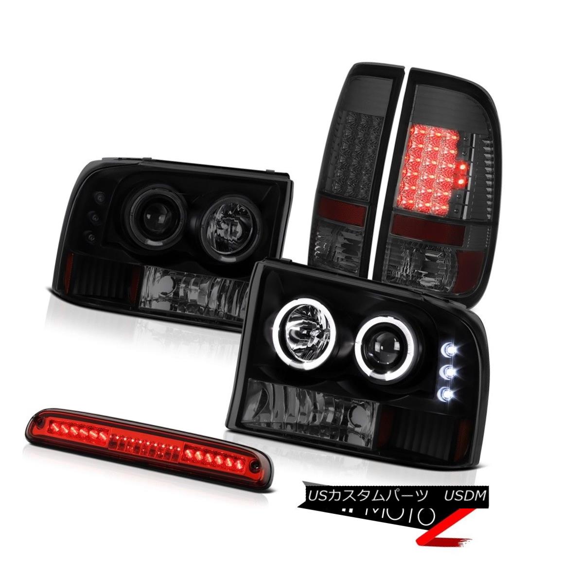 ヘッドライト 1999-2004 F250 King Ranch Black Smoke Halo Headlights Tail Lights LED Tinted 3rd 1999-2004 F250キングランチブラックスモークハローヘッドライトテールライトLED Tinted 3rd 【並行輸入品】