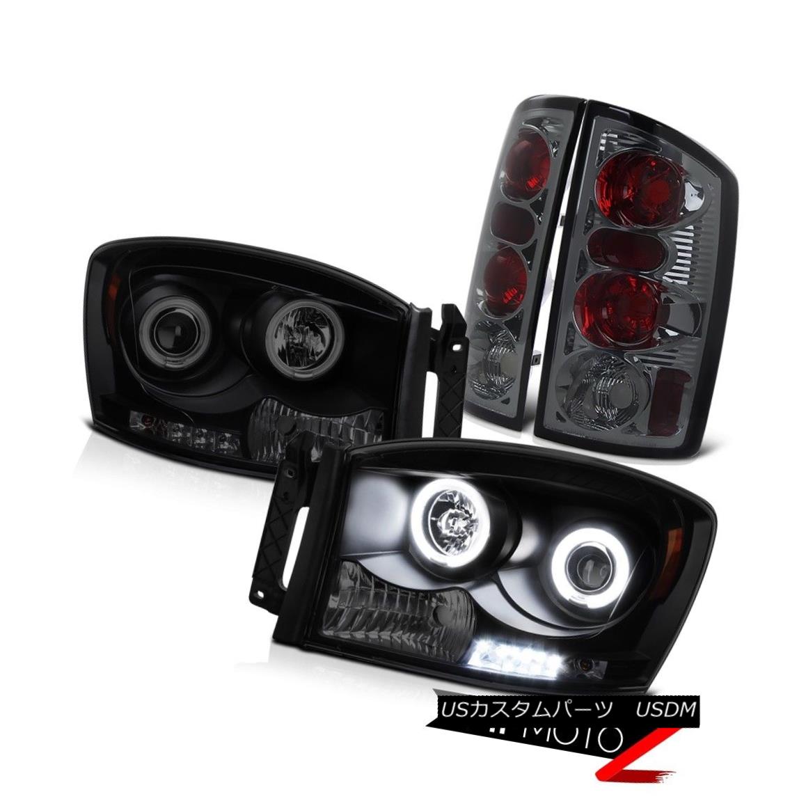 ヘッドライト Dodge Ram Laramie World Brightest CCFL Halo Ring Headlight Smoke Rear Tail Light ダッジラムララミーワールドブライトのCCFLハローリングヘッドライトスモークリアテールライト 【並行輸入品】