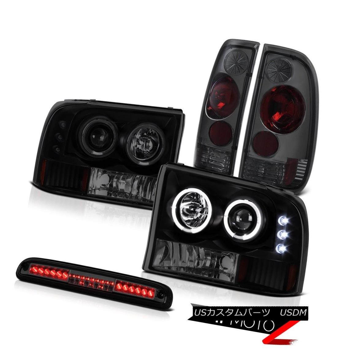 輝く高品質な ライト ランプ 99 Led 3rd Lamps Tail Brake Headlights Halo Tinted Dark 7 3l F250 04 03 02 01 00 99 ヘッドライト 00 7 3l暗い色合いのハローヘッドライトブレーキテールランプ3番目のled F250 04 03 02 01