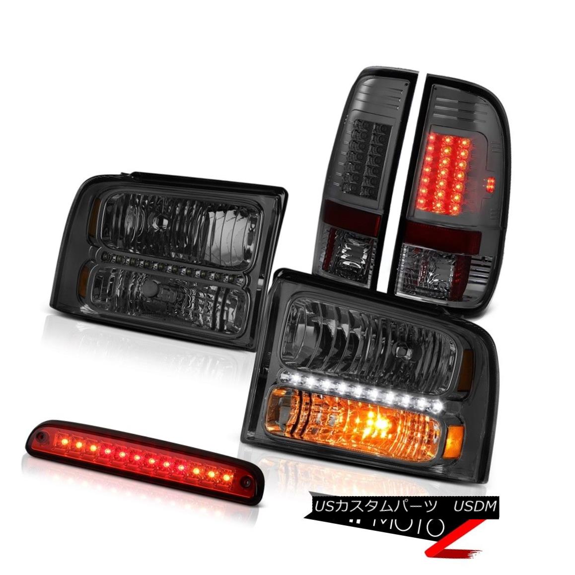 ヘッドライト 05 06 07 F350 XLT Pair Smoke Headlamps Tail Lights LED Tinted Red Third Brake 05 06 07 F350 XLTペアスモークヘッドランプテールライトLED Tinted Red Third Brake 【並行輸入品】