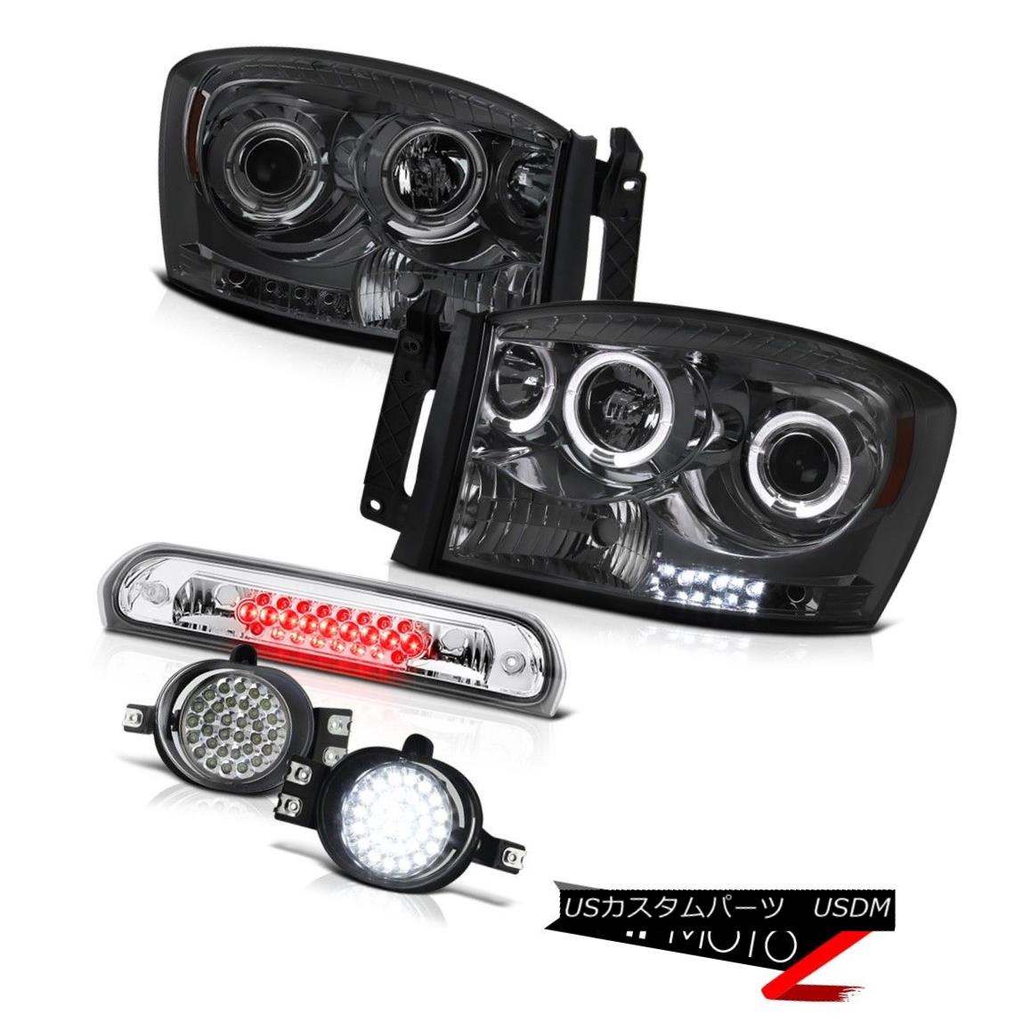 ヘッドライト Tinted Halo Projector Headlights LED DRL Fog Kit Euro Third Brake 07 08 Ram V8 有色ハロープロジェクターヘッドライトLED DRL Fogキットユーロサードブレーキ07 08 Ram V8 【並行輸入品】