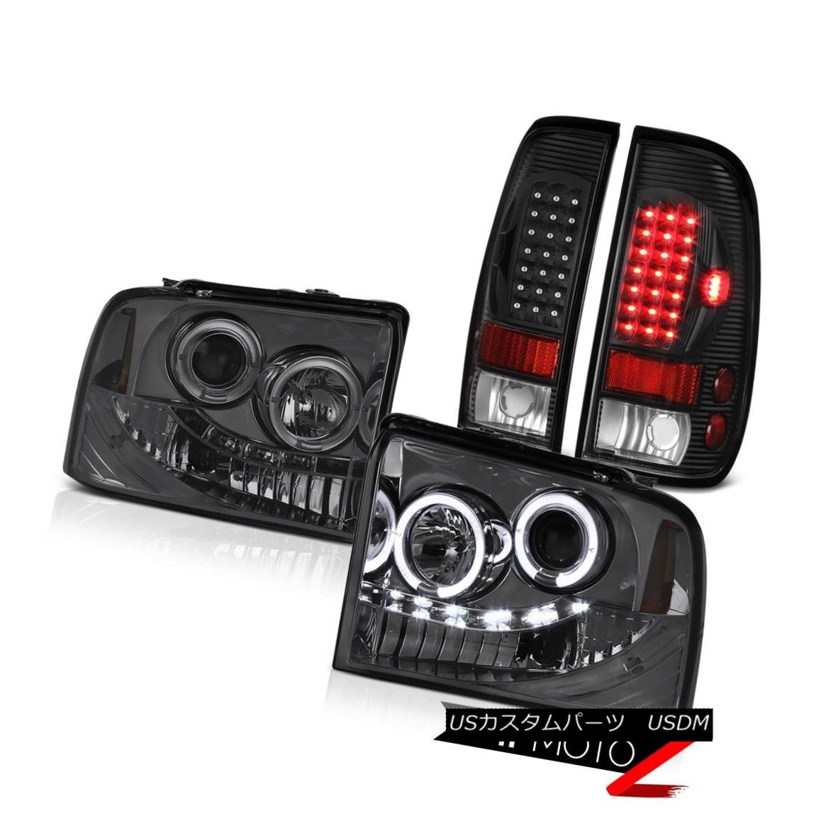 ヘッドライト Smoke LED Halo Headlights Black Rear Brake Tail Light F250 Triton 2005 2006 2007 スモークLEDハローヘッドライトブラックリアブレーキテールライトF250トライトン2005 2006 2007 【並行輸入品】