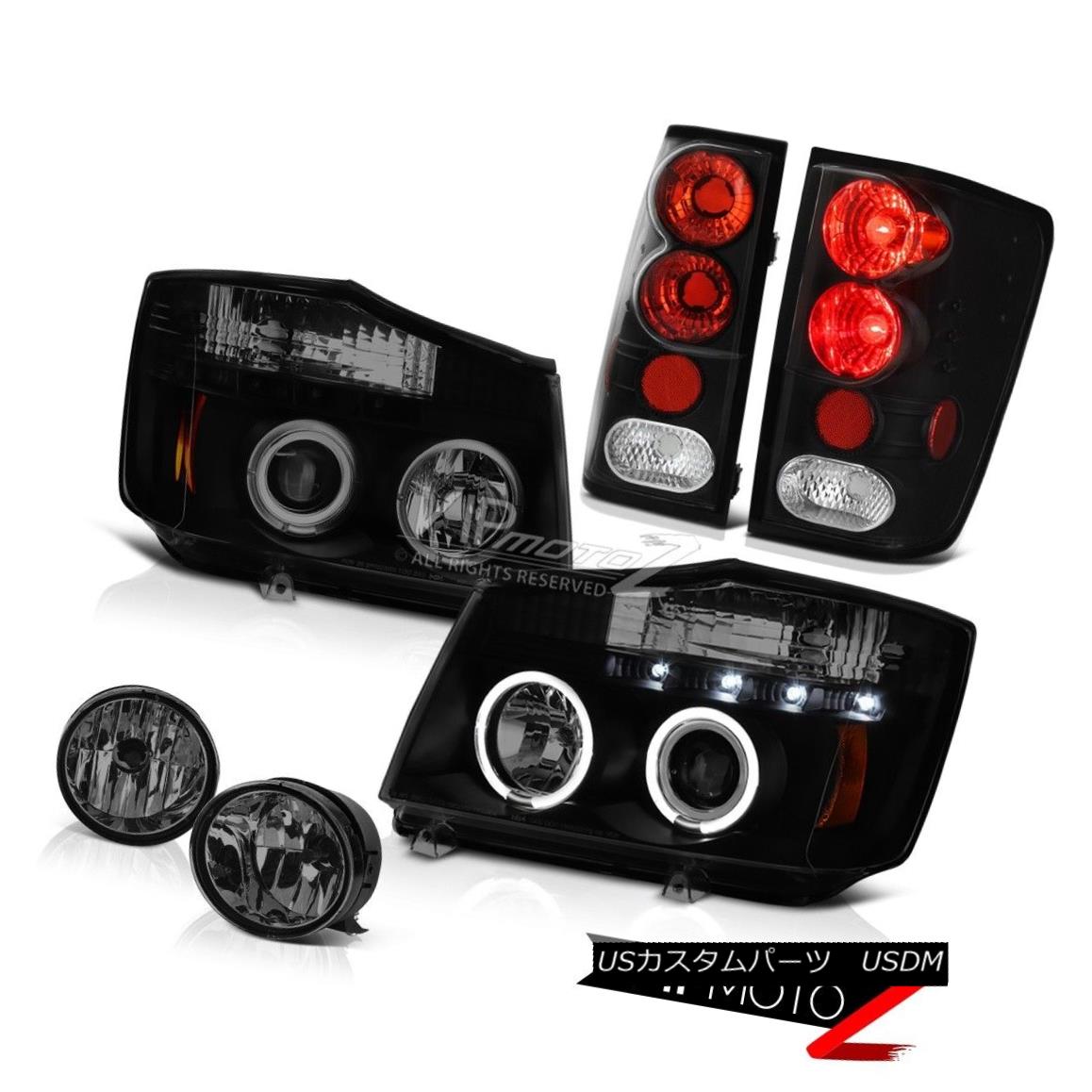 ヘッドライト For 04-15 Titan LE Smoke Headlights Tail Lights Rear Black Brake Lamps Foglamp 04?15タイタンLEスモークヘッドライトテールライトリアブラックライトランプFoglamp 【並行輸入品】
