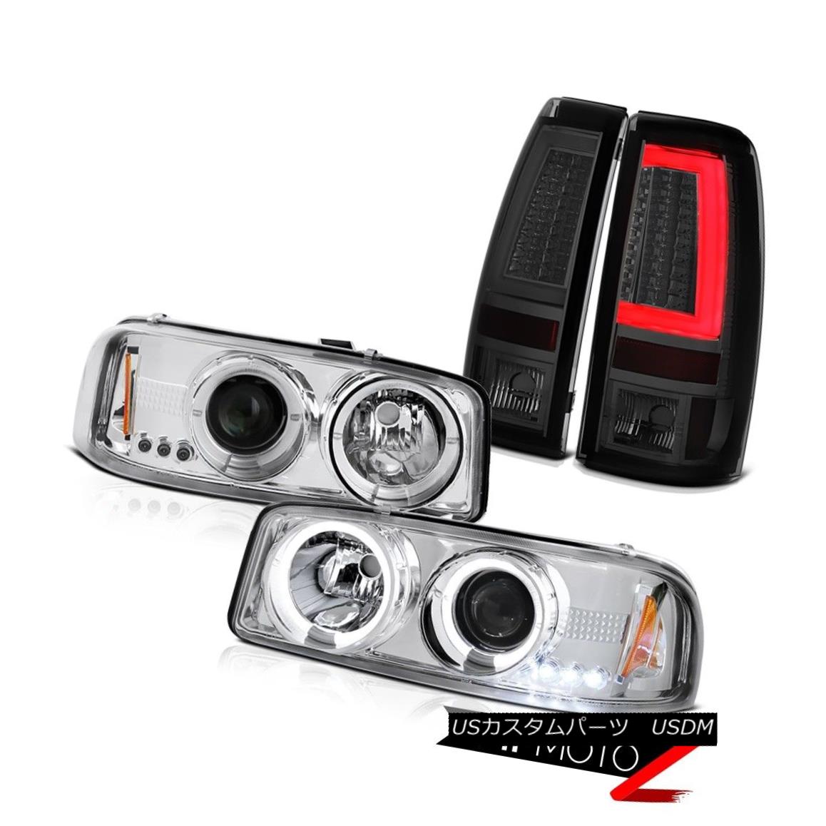ヘッドライト 99-06 Sierra 6.6L Tail Lamps Chrome Headlamps Neon Tube Tron Style LED Halo Ring 99-06シエラ6.6LテールランプクロームヘッドランプネオンチューブトロンスタイルLEDハローリング 【並行輸入品】