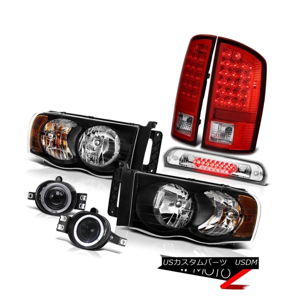 ヘッドライト 02-05 Dodge Ram Inky Black Headlights Red Tail Lights Euro Fog 3rd Cargo LED 02-05 Dodge Ram Inky BlackヘッドライトレッドテールライトEuro Fog 3rd Cargo LED 【並行輸入品】