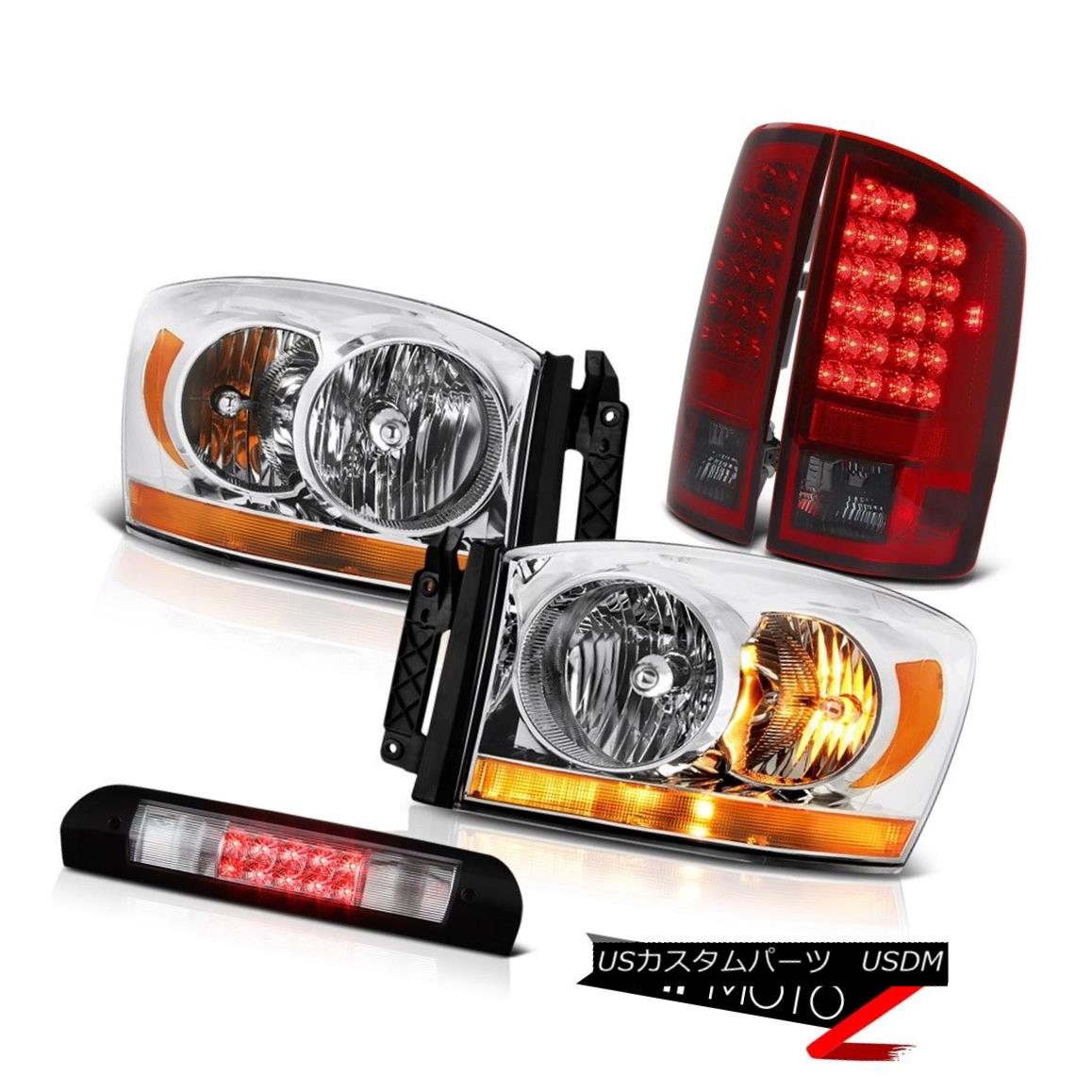 ヘッドライト 2006 Ram 2500 3500 Clear Chrome Headlights 3RD Brake Lamp Smoked Red Tail Lights 2006 Ram 2500 3500クリアクロームヘッドライト3RDブレーキランプスモークレッドテールライト 【並行輸入品】