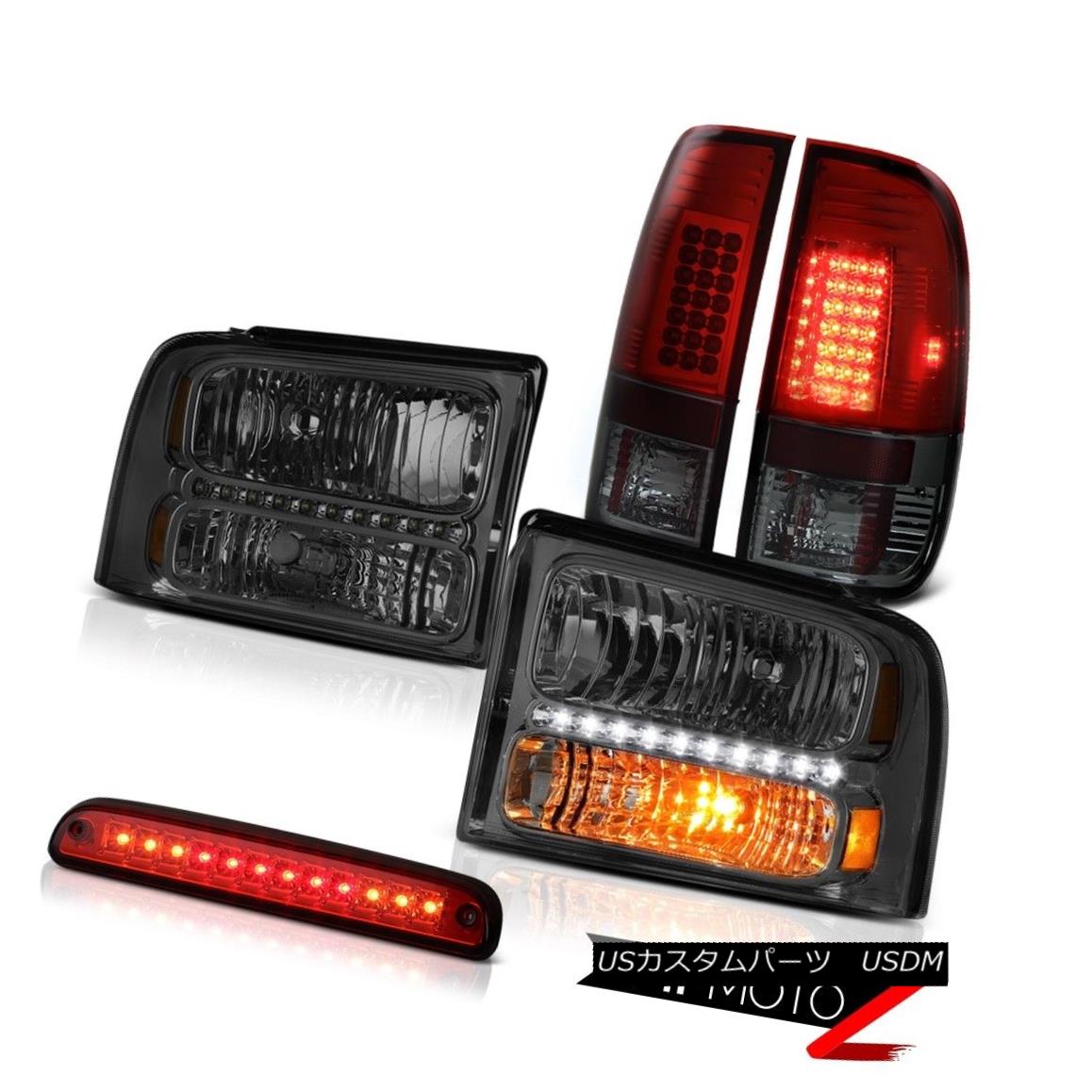 ヘッドライト 2005 2006 2007 F250 6.0L Pair Smoke Headlamps Dark Red LED Brake Tail Lights 3rd 2005 2006 2007 F250 6.0Lペア・スモーク・ヘッドランプダーク・レッドLEDブレーキ・テール・ライト3rd 【並行輸入品】