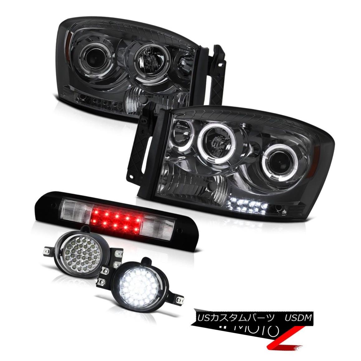 ヘッドライト Tinted Halo Headlights Trim LED Foglight Black 3rd Brake 2007-2008 Dodge Ram SLT 有色ハローヘッドライトトリムLED Foglight Black第3ブレーキ2007-2008 Dodge Ram SLT 【並行輸入品】