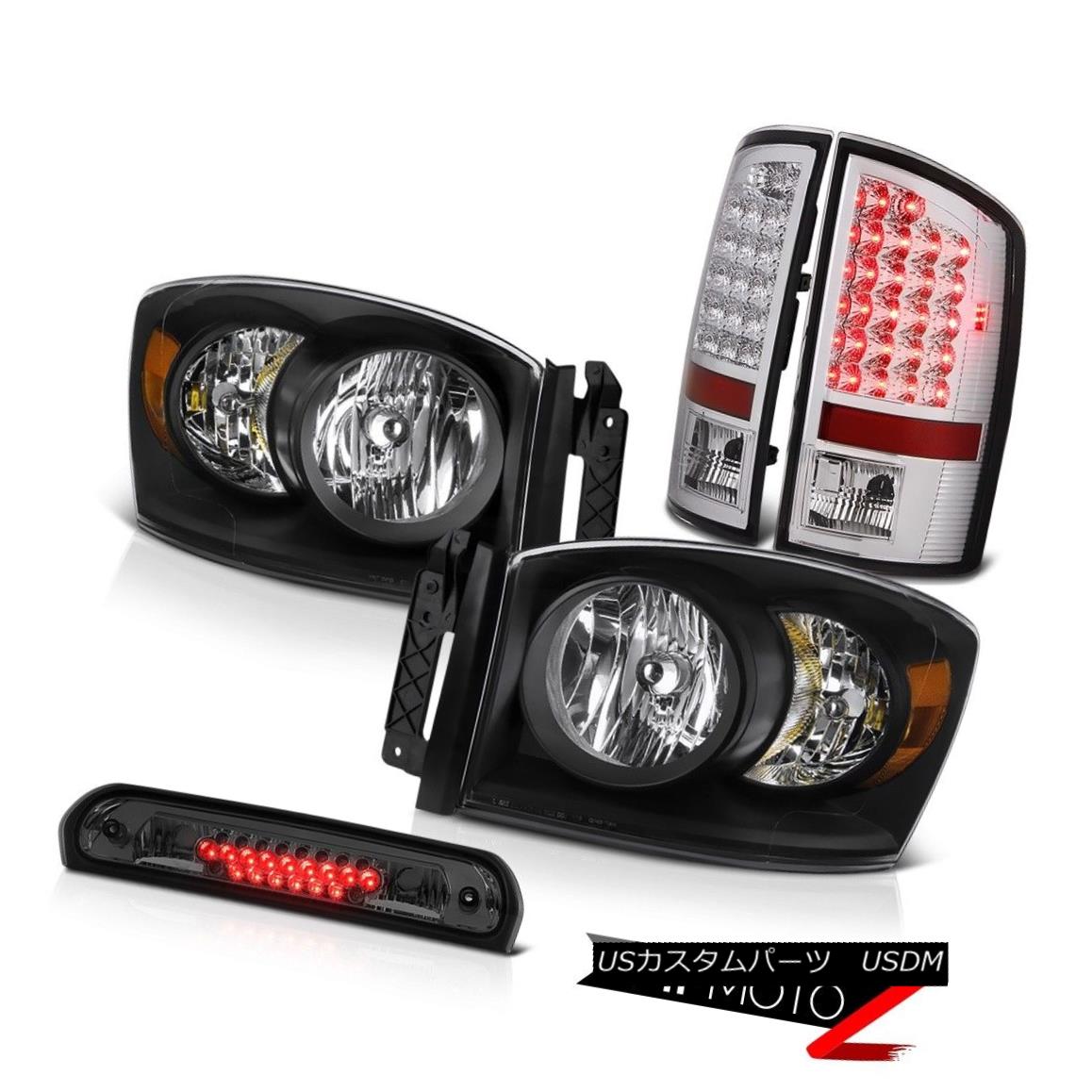 ヘッドライト Black Headlights Euro LED Tail Lights High Brake Cargo 2007-2008 Ram TurobDiesel ブラックヘッドライトユーロLEDテールライトハイブレーキ貨物2007-2008ラムターボディーゼル 【並行輸入品】