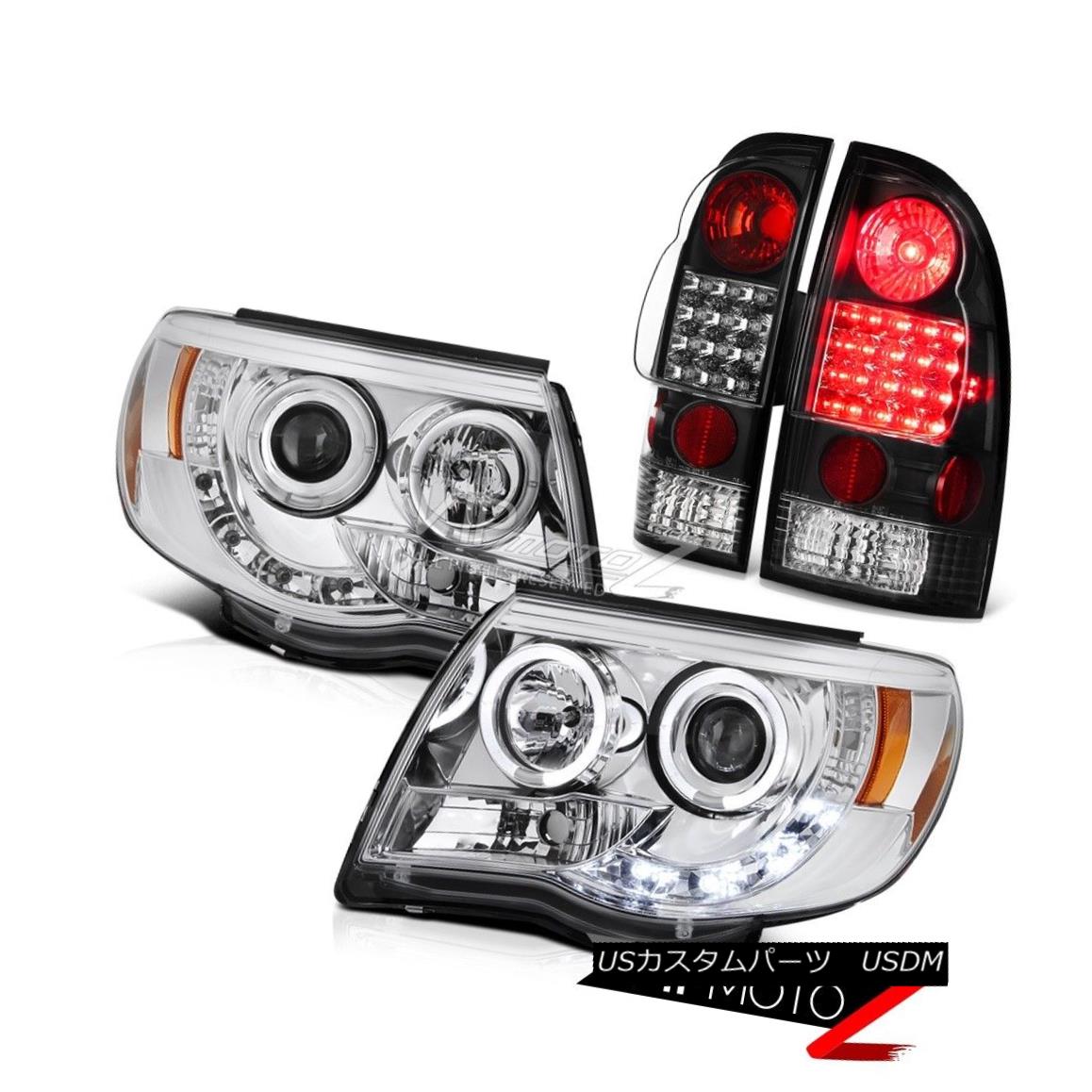 ヘッドライト Chrome LED D.R.L Angel Eye Projector Head Lights Rear Brake Tail Light Lamp 4PC クロームLED D.R.Lエンジェルアイプロジェクターヘッドライトリアブレーキテールライトランプ4PC 【並行輸入品】