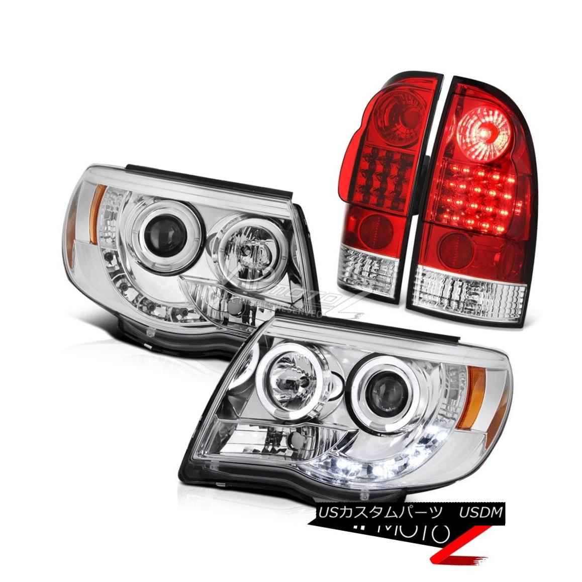 ヘッドライト 05 06 07 08 09 10 11 Tacoma PreRunner Chrome Halo LED Headlights Red Tail Lamps 05 06 07 08 09 10 11タコマPreRunnerクロームHalo LEDヘッドライトレッドテールランプ 【並行輸入品】