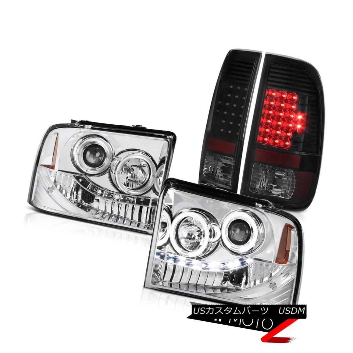 ヘッドライト Chrome Halo LED Headlights Sinister Black Taillights 2005 2006 2007 F250 Outlaw クロムハローLEDヘッドライト灰色の闇の灯台2005 2006 2007 F250アウトロー 【並行輸入品】