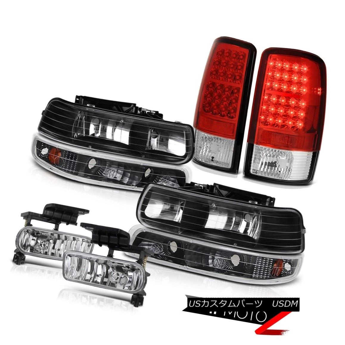 ヘッドライト L+R Black Headlights Signal Red LED Tail Lights Driving Fog 2000-06 Chevy Tahoe L + Rブラックヘッドライト信号レッドLEDテールライトドライビングフォグ2000-06 Chevy Tahoe 【並行輸入品】