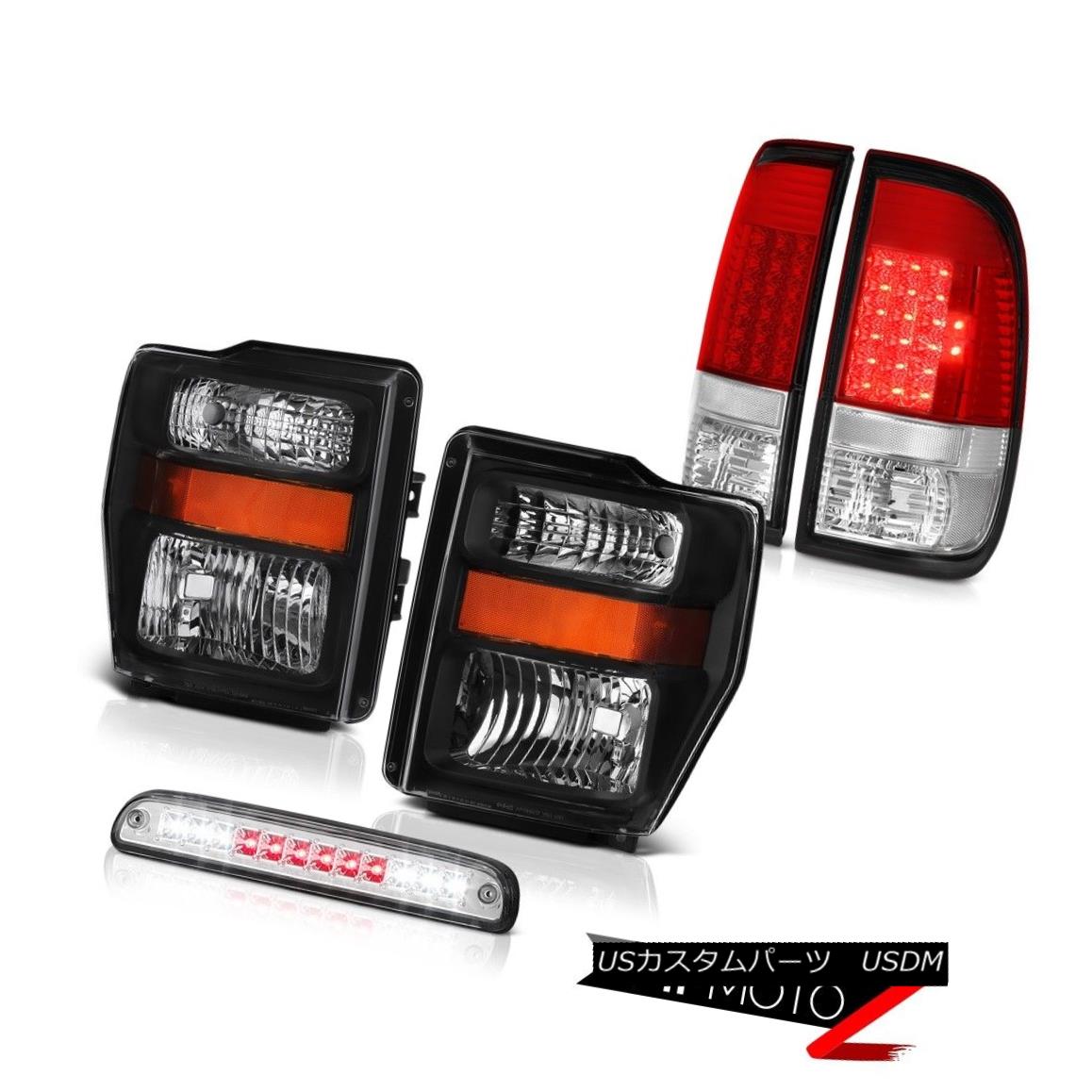 ヘッドライト 08 09 10 F350 6.8L Black Headlights Bright L.E.D Taillamps Roof Stop Clear 3rd 08 09 10 F350 6.8LブラックヘッドライトブライトL.E.Dタイルランプルーフストップクリア3rd 【並行輸入品】