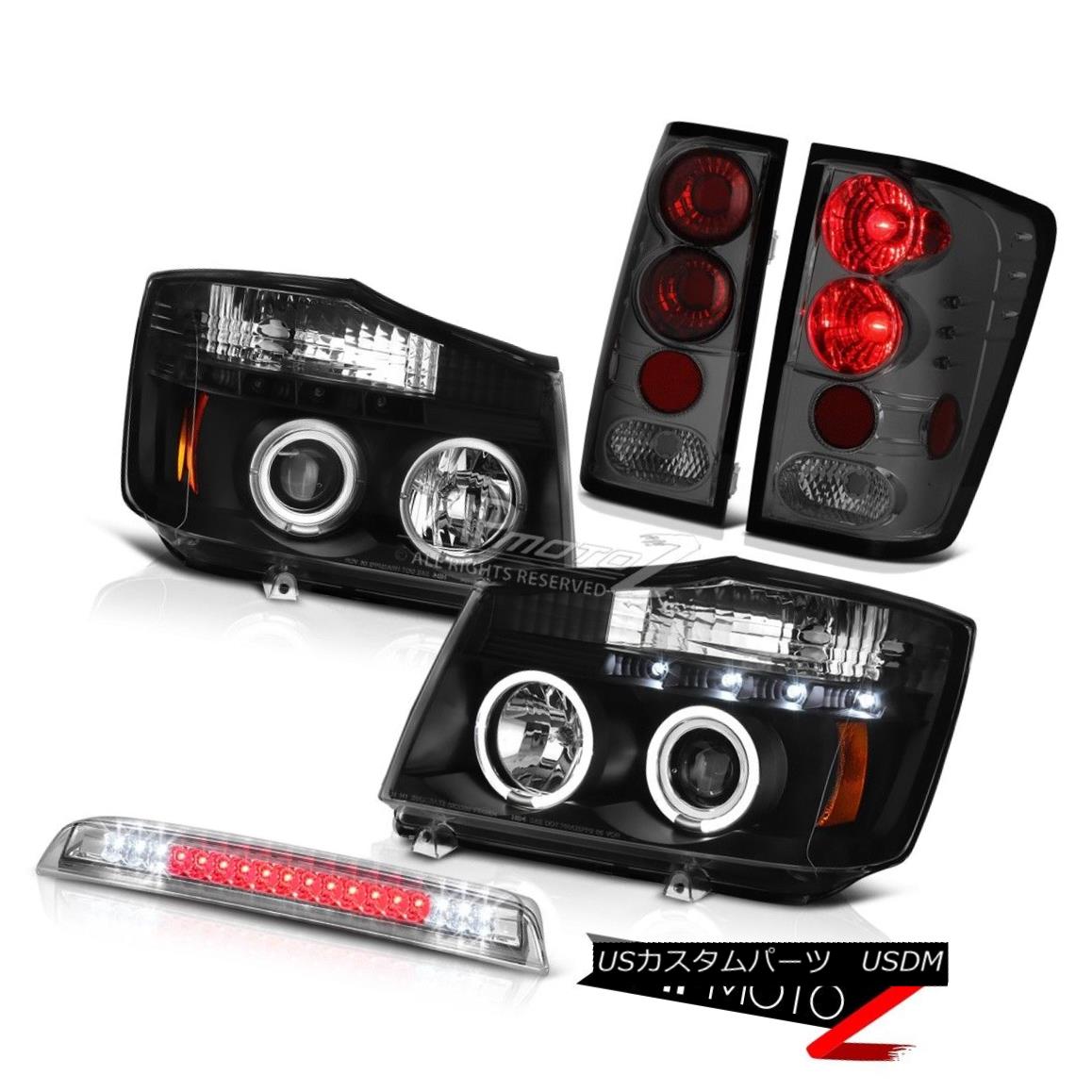 ヘッドライト Halo Headlights Tinted Rear Brake Tail Lights High Cargo LED For 04-15 Titan S Haloヘッドライトタイタン後部ブレーキテールライトHigh Cargo LED For 04-15 Titan S 【並行輸入品】